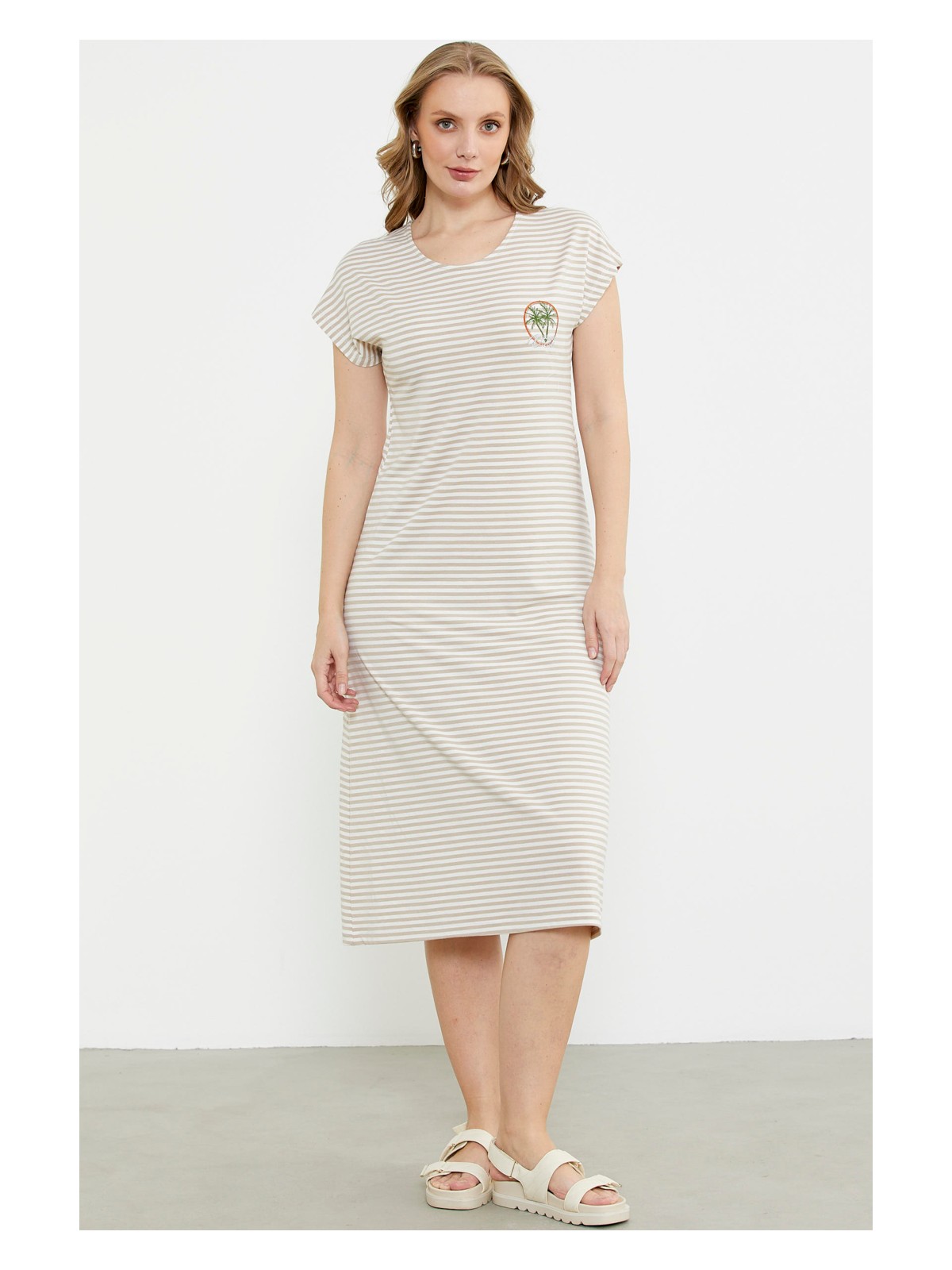 Sementa Nakış Detaylı Marine Penye Elbise - Lacivert - Görsel 6