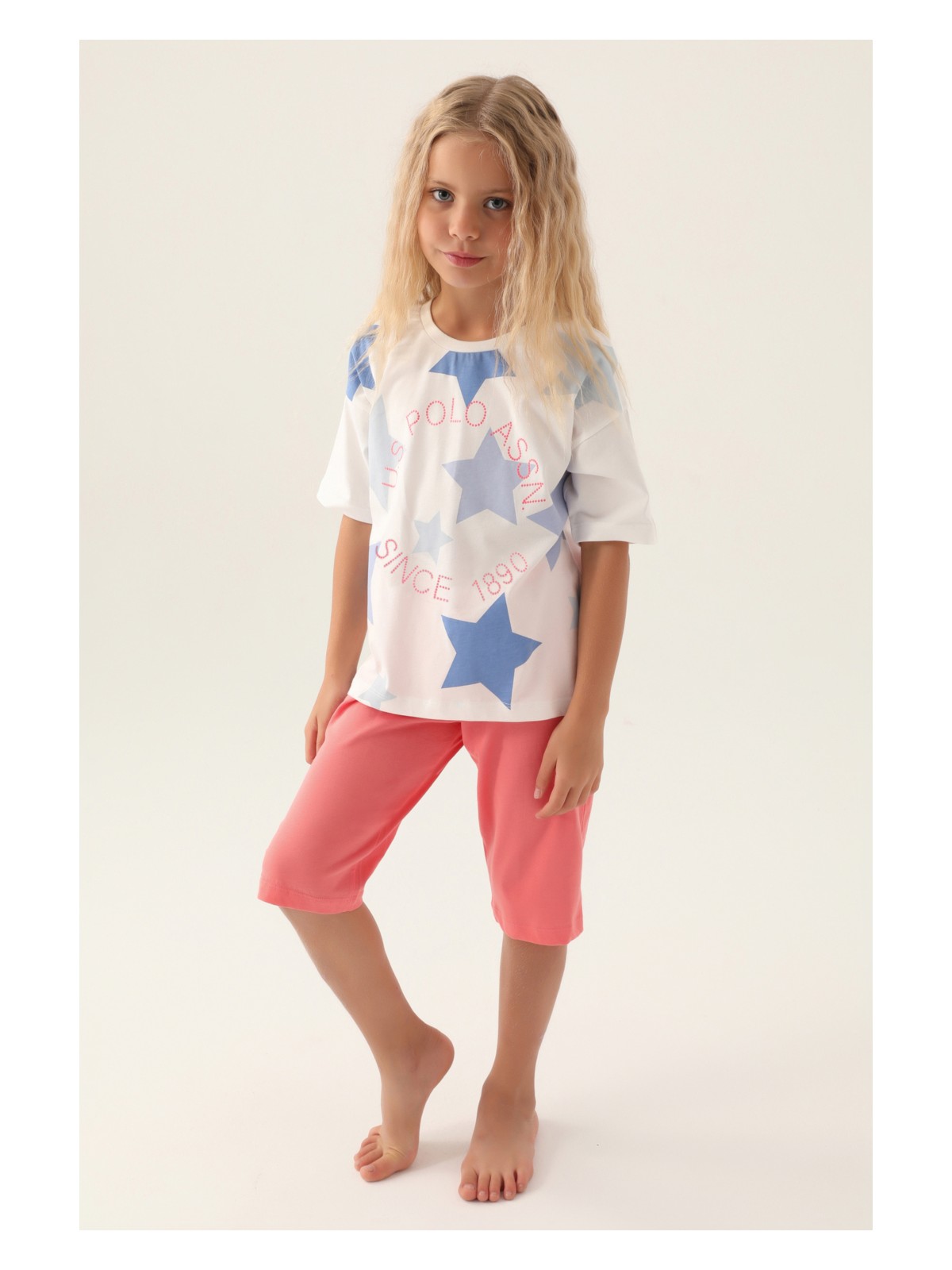 U.S. Polo Assn. Kız Çocuk Pembe Şortlu Alt Üst Takım 50315466-VR071