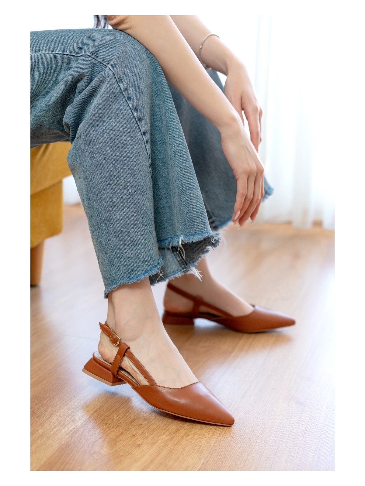 Divolya Felina Taba ( 3 cm Topuklu ) Sivri Burun Topuklu Ayakkabı - Görsel 3