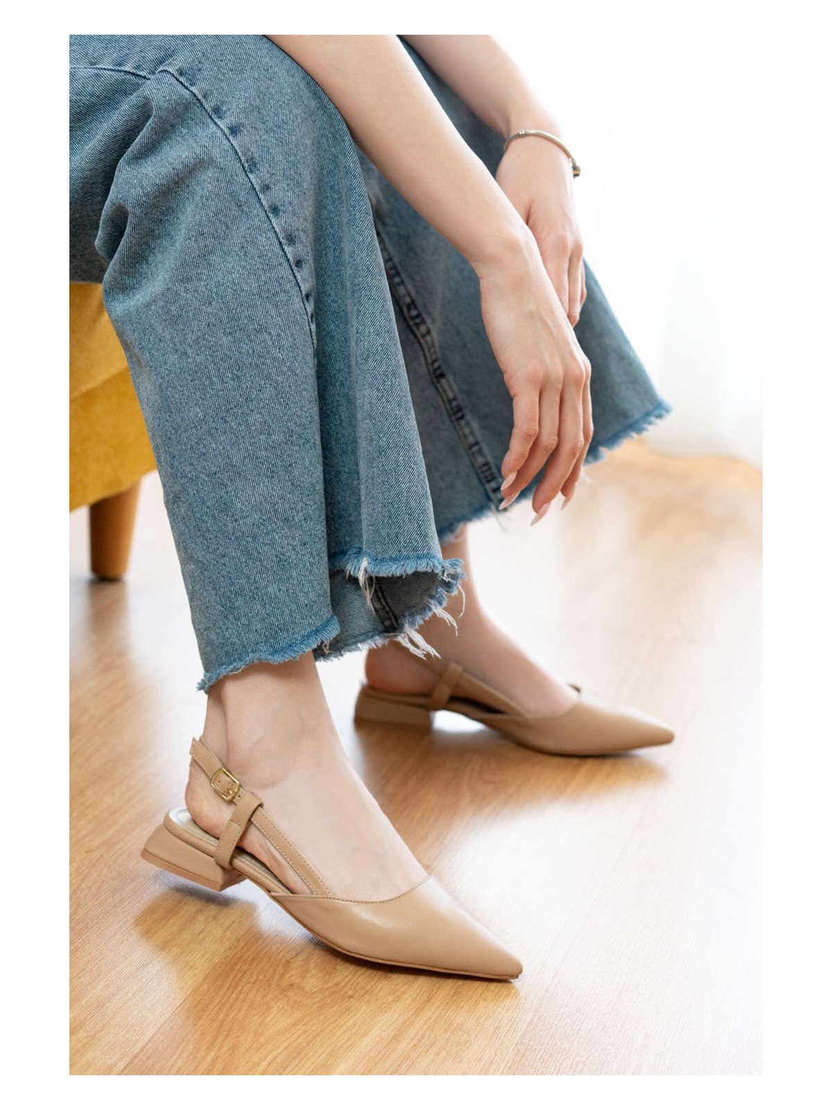 Divolya Felina Taba ( 3 cm Topuklu ) Sivri Burun Topuklu Ayakkabı - Görsel 4