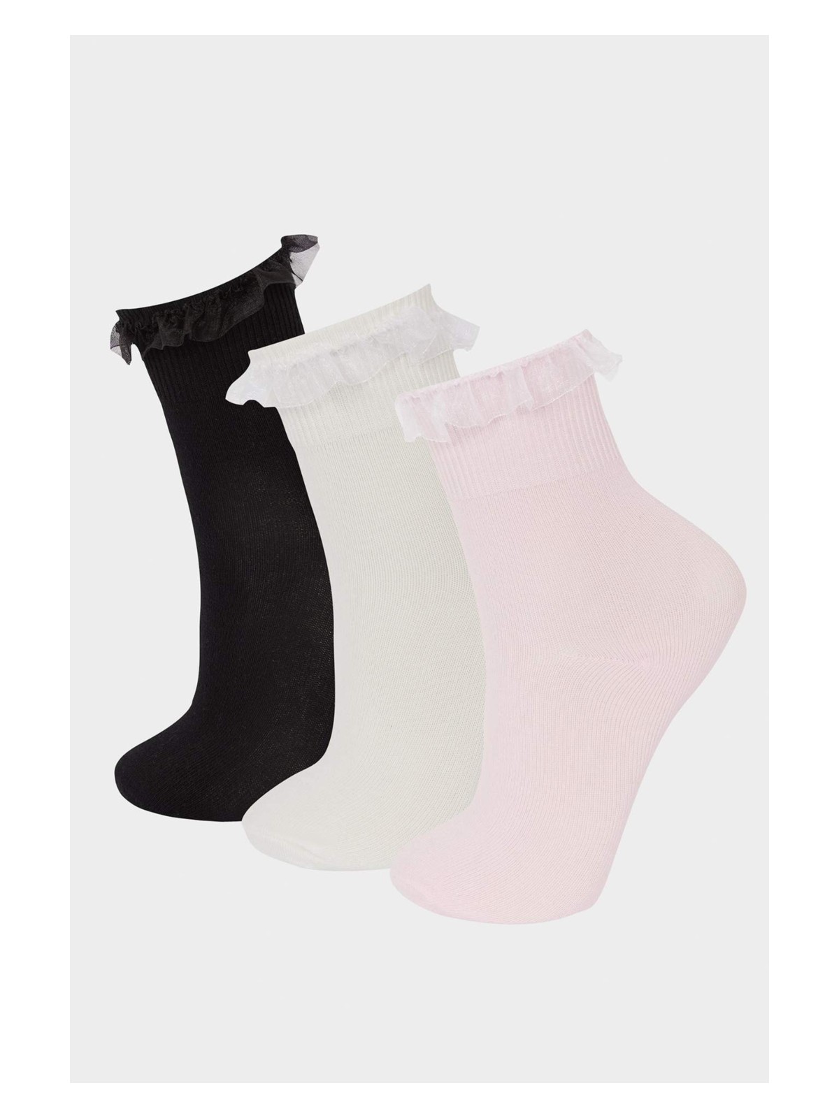 DeFacto 3'lü Pamuklu Uzun Okul Çorabı Kız Çocuk E6268A8NS