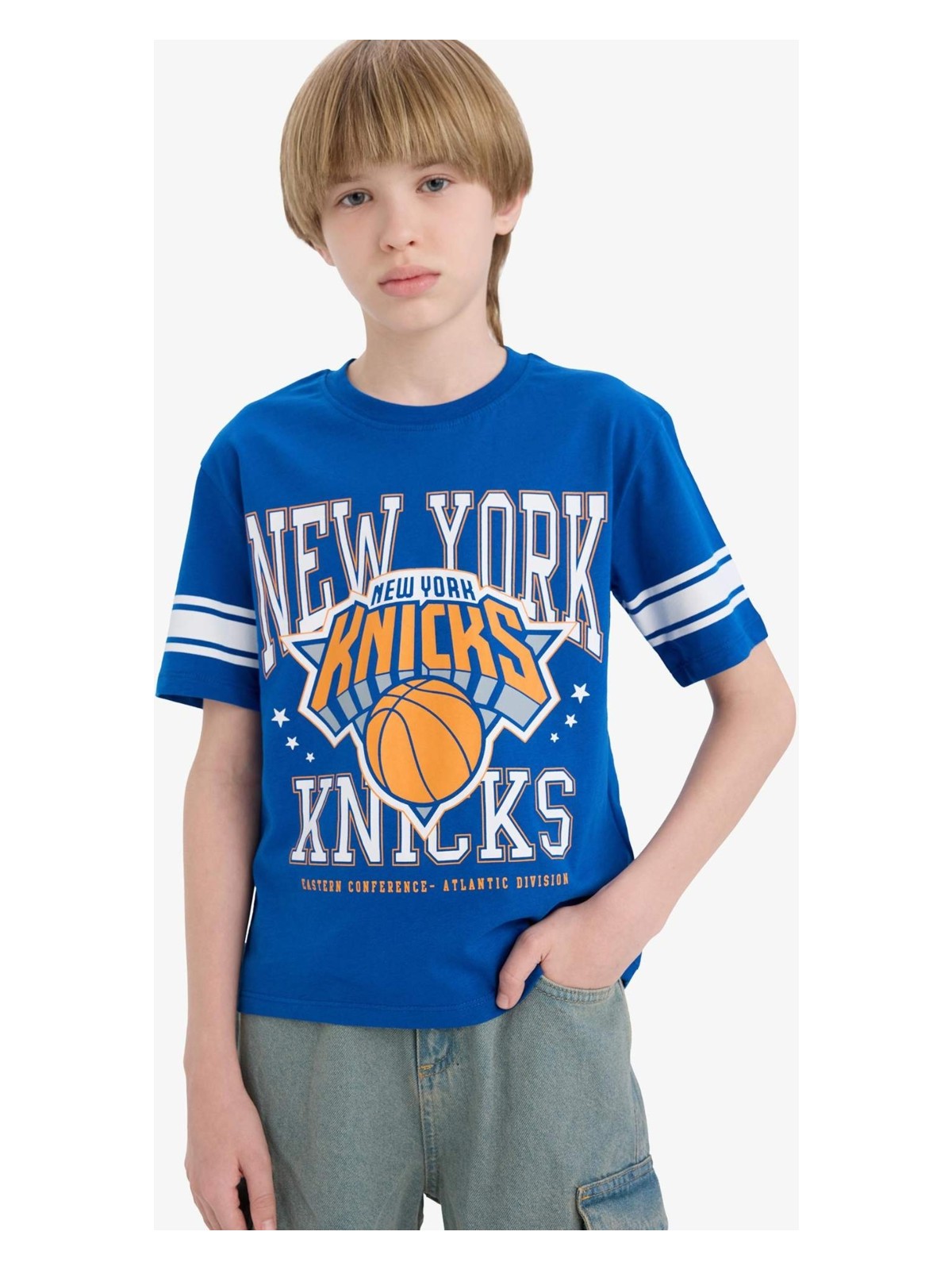 DeFacto NBA New York Knicks Bisiklet Yaka Kısa Kollu Tişört Erkek Çocuk E4839A825SM