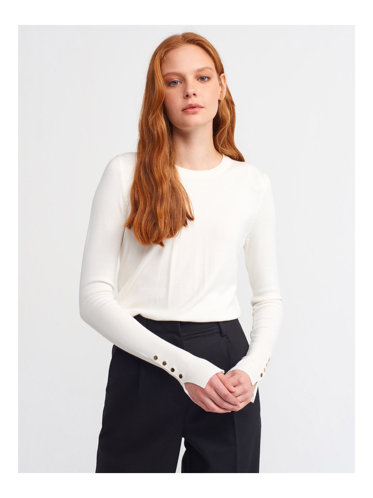 Dilvin 1267 Kol Manşeti Droplu Basic Kazak-Siyah - Görsel 4