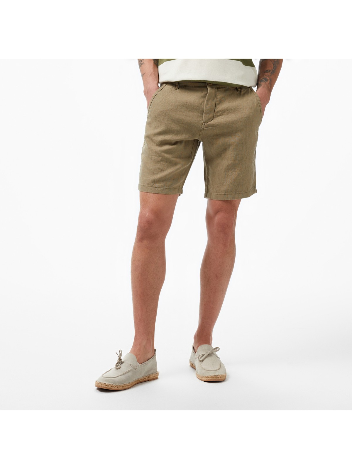 Nautica Erkek Yeşil Slim Fit Keten Şort B35214T.3MR - Görsel 3