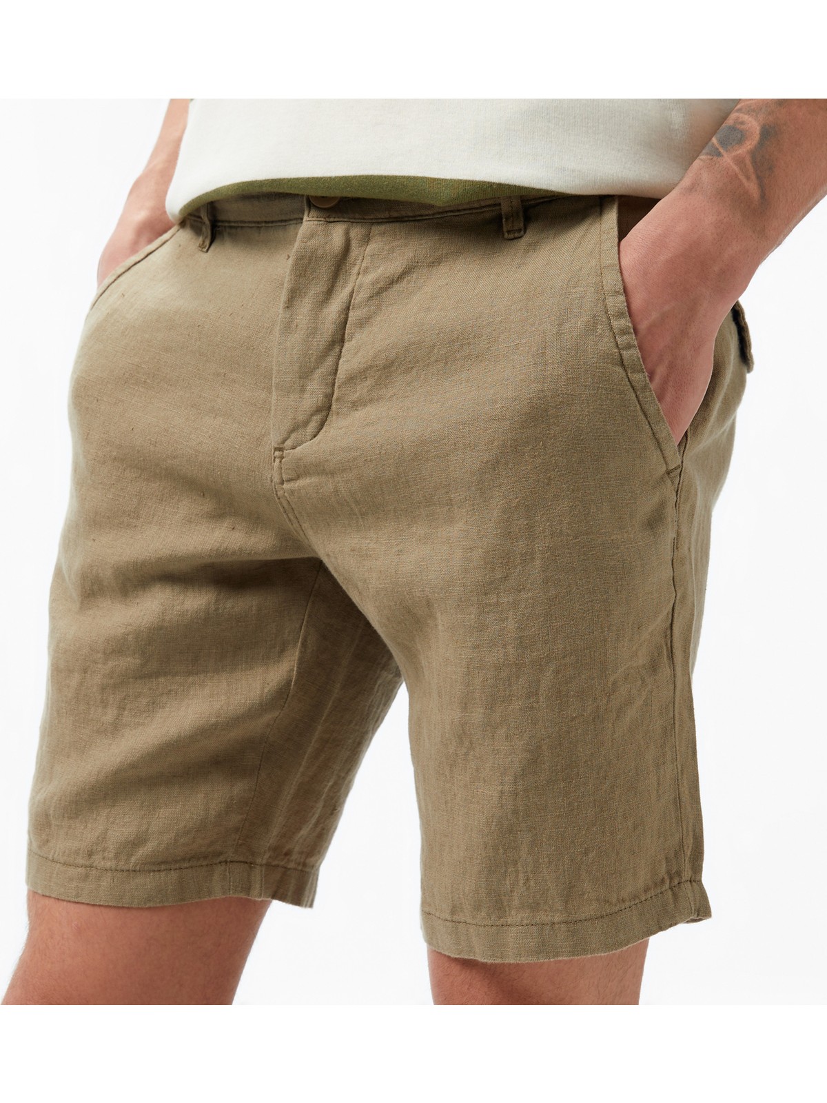 Nautica Erkek Yeşil Slim Fit Keten Şort B35214T.3MR - Görsel 4