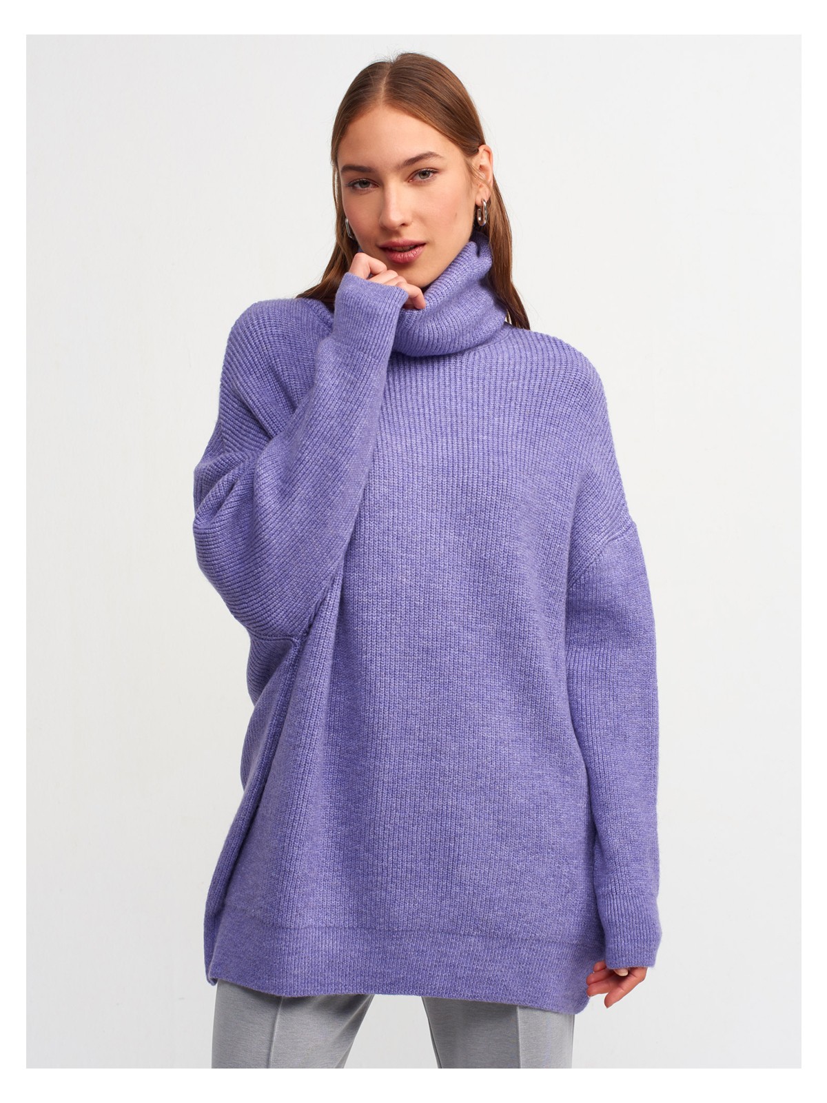 Dilvin 2268 Balıkçı Yaka Geniş Kazak-Haki - Görsel 4