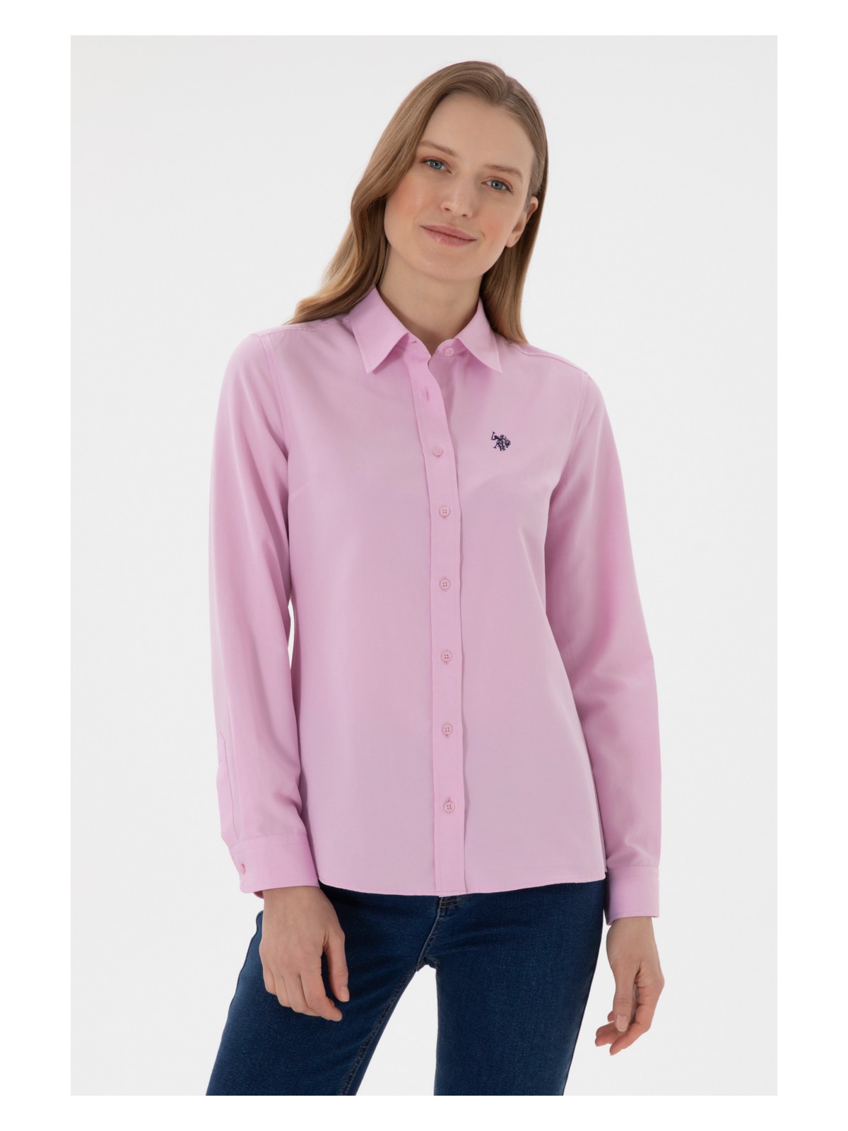 U.S. Polo Assn. U.s. Polo Assn. Kadın Bej Gömlek Basic 50307726-VR011 - Görsel 4