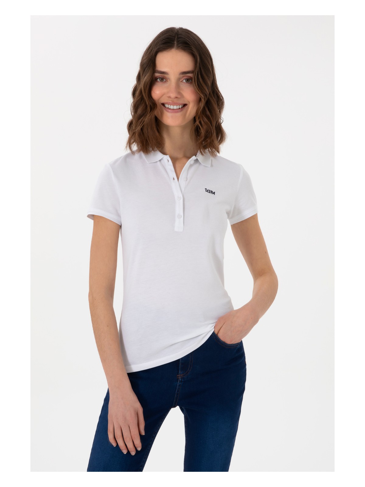 U.S. Polo Assn. Kadın Beyaz Basic Polo Yaka Tişört 50305764-VR013