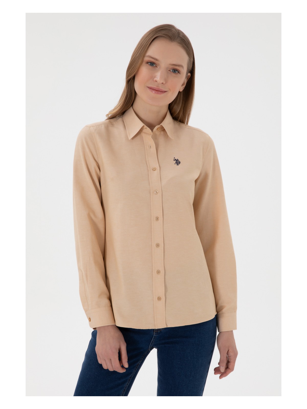 U.S. Polo Assn. U.s. Polo Assn. Kadın Bej Gömlek Basic 50307726-VR011 - Görsel 7