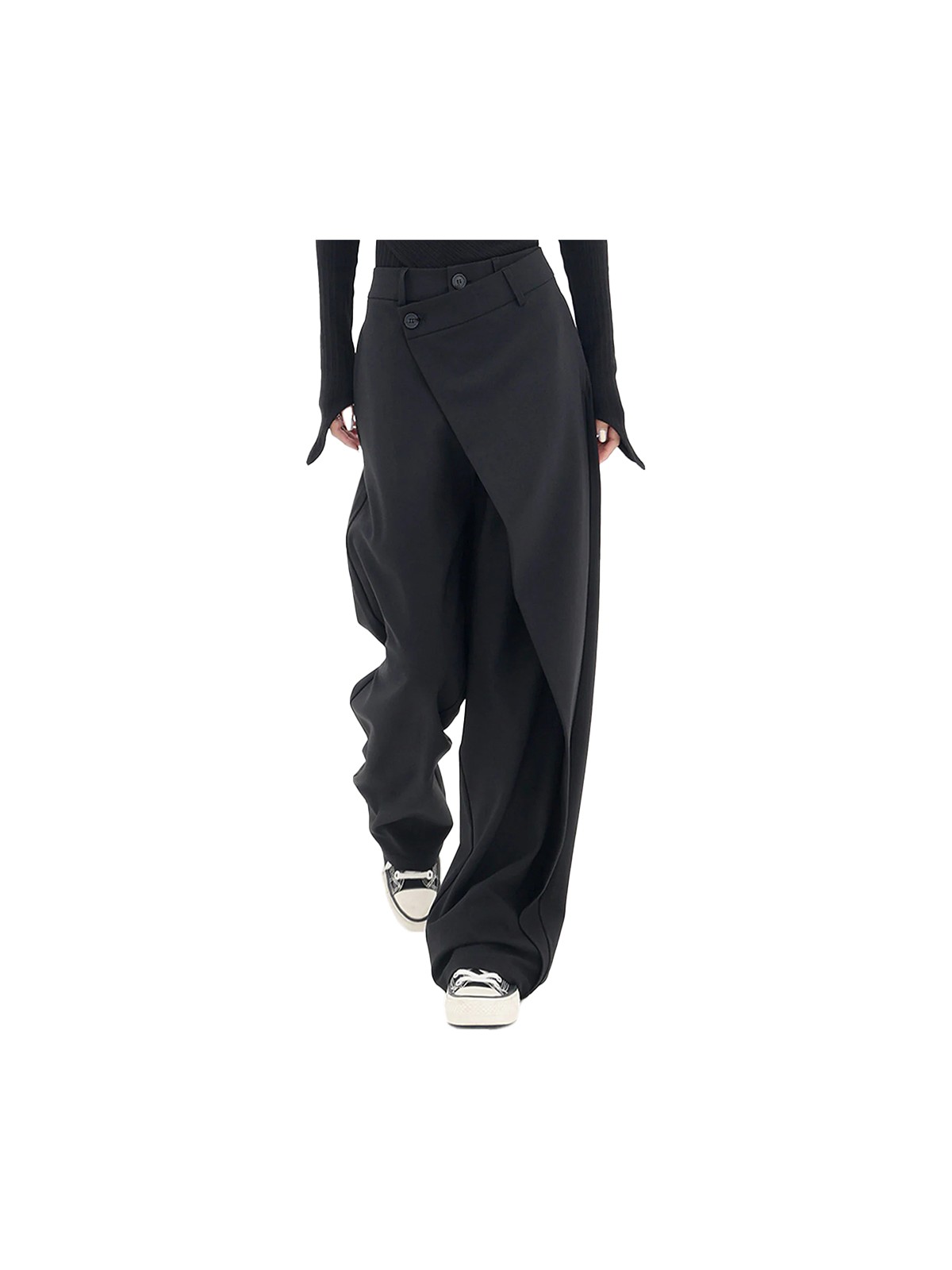 BS Hood x Nurbeli Kadın Asimetrik Tasarımlı Düğme Kapama Palazzo Pantolon