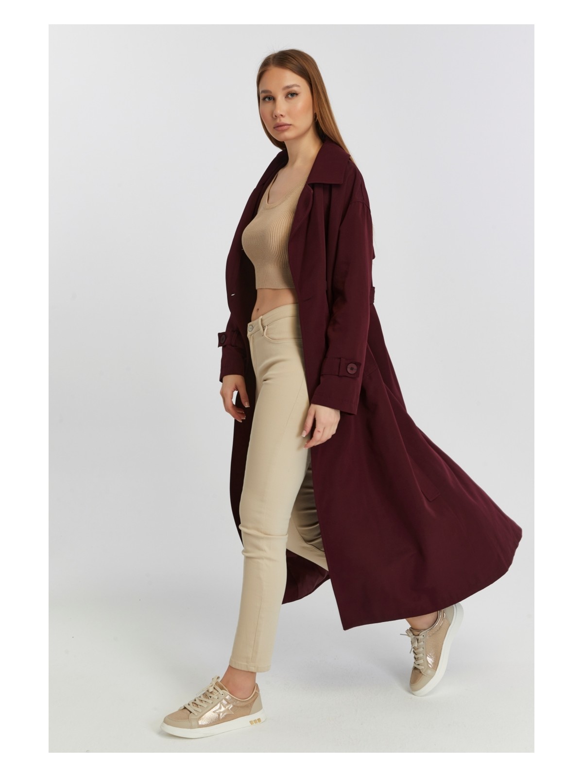 Bolivente Oversize Rüzgarlık Detaylı Trençkot - Görsel 8