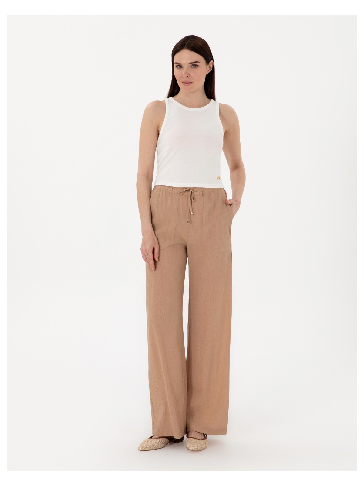 Pierre Cardin Kadın Beyaz Ex. Slim Fit Crop Tişört 50305750-VR013 - Görsel 4