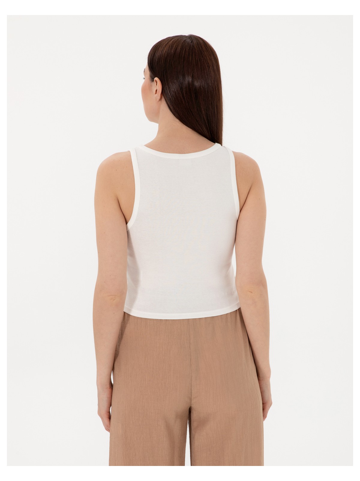 Pierre Cardin Kadın Beyaz Ex. Slim Fit Crop Tişört 50305750-VR013 - Görsel 5