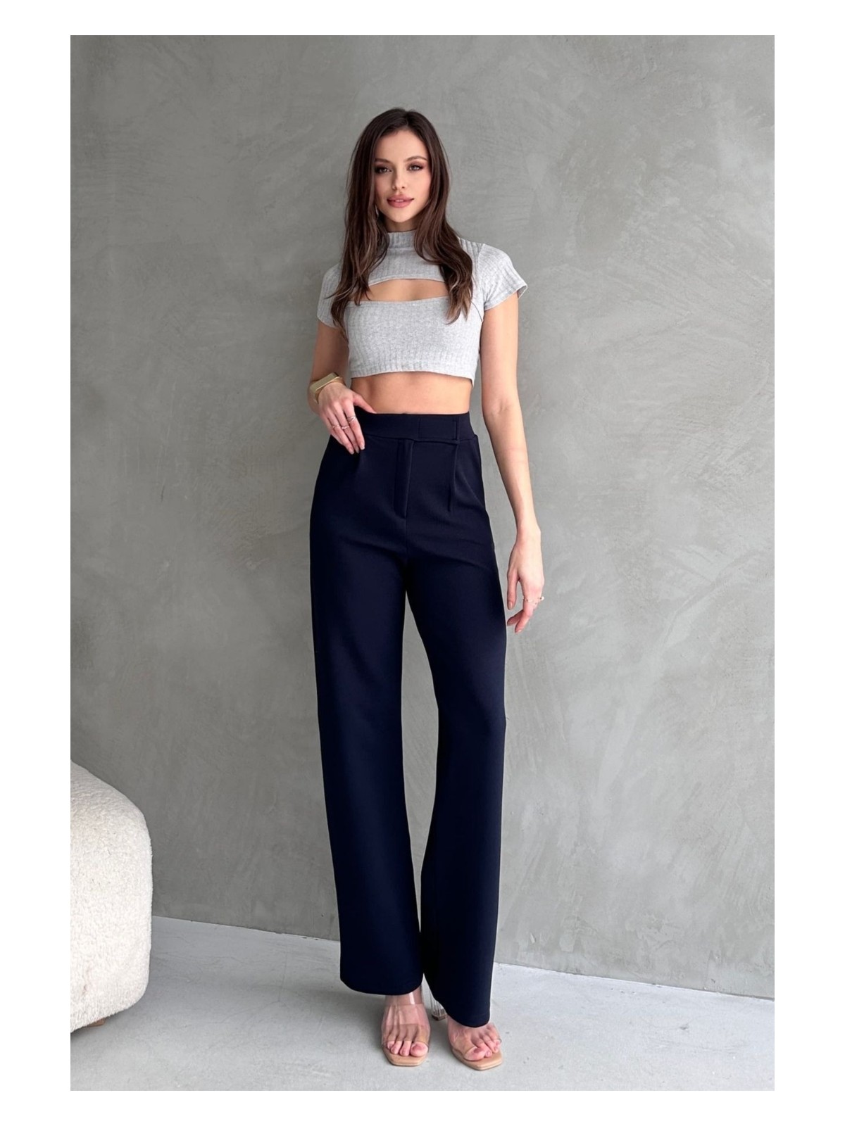 Trendseninle Kadın Kahverengi Likralı Cırt Kapama Palazzo Pantolon - Görsel 3