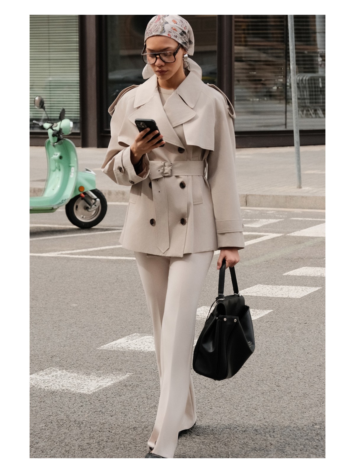 Manuka Kruvaze Kesim Kısa Trençkot Yeşil - Görsel 4