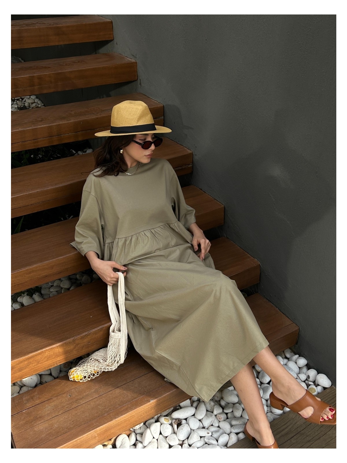 Minaaise Fayette Oversize Elbise Haki - Görsel 2