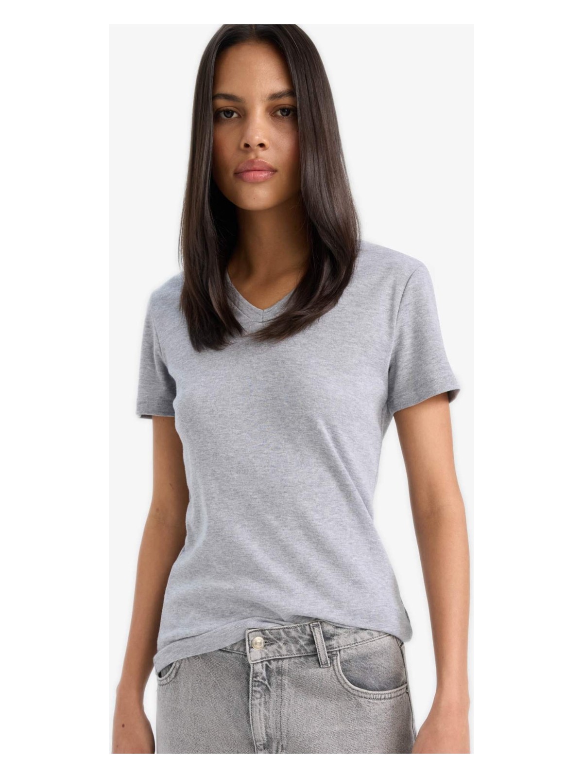 DeFacto %100 Pamuk Slim Fit Basic Ribana Tişört I1080AZ25SP - Görsel 9