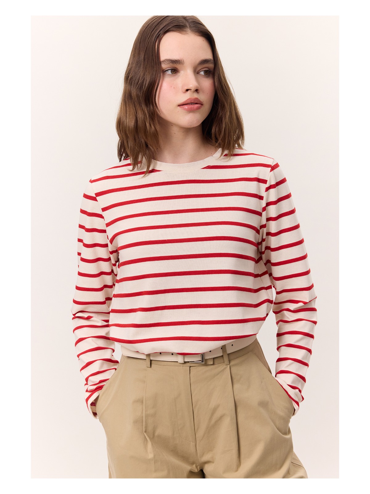 Manuka Çizgili Uzun Kol Regular Fıt Tshırt Siyah - Görsel 4