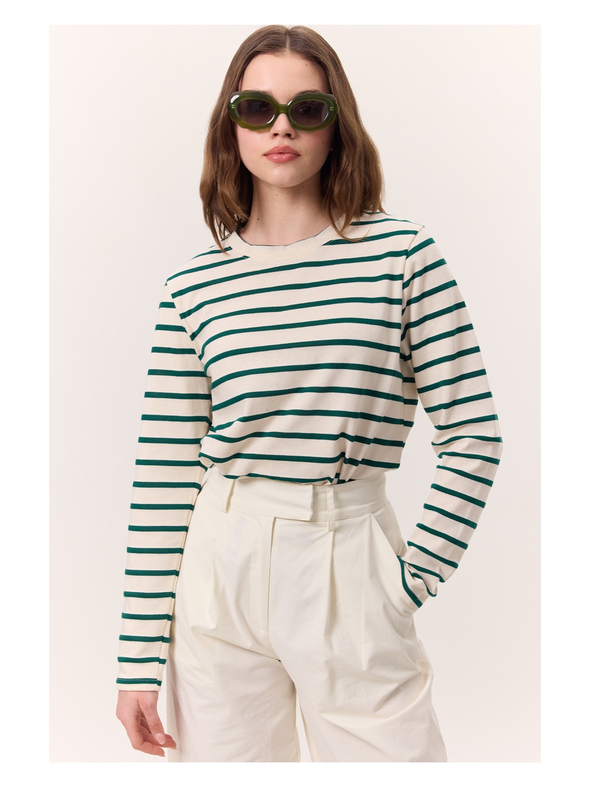 Manuka Çizgili Uzun Kol Regular Fıt Tshırt Siyah - Görsel 5