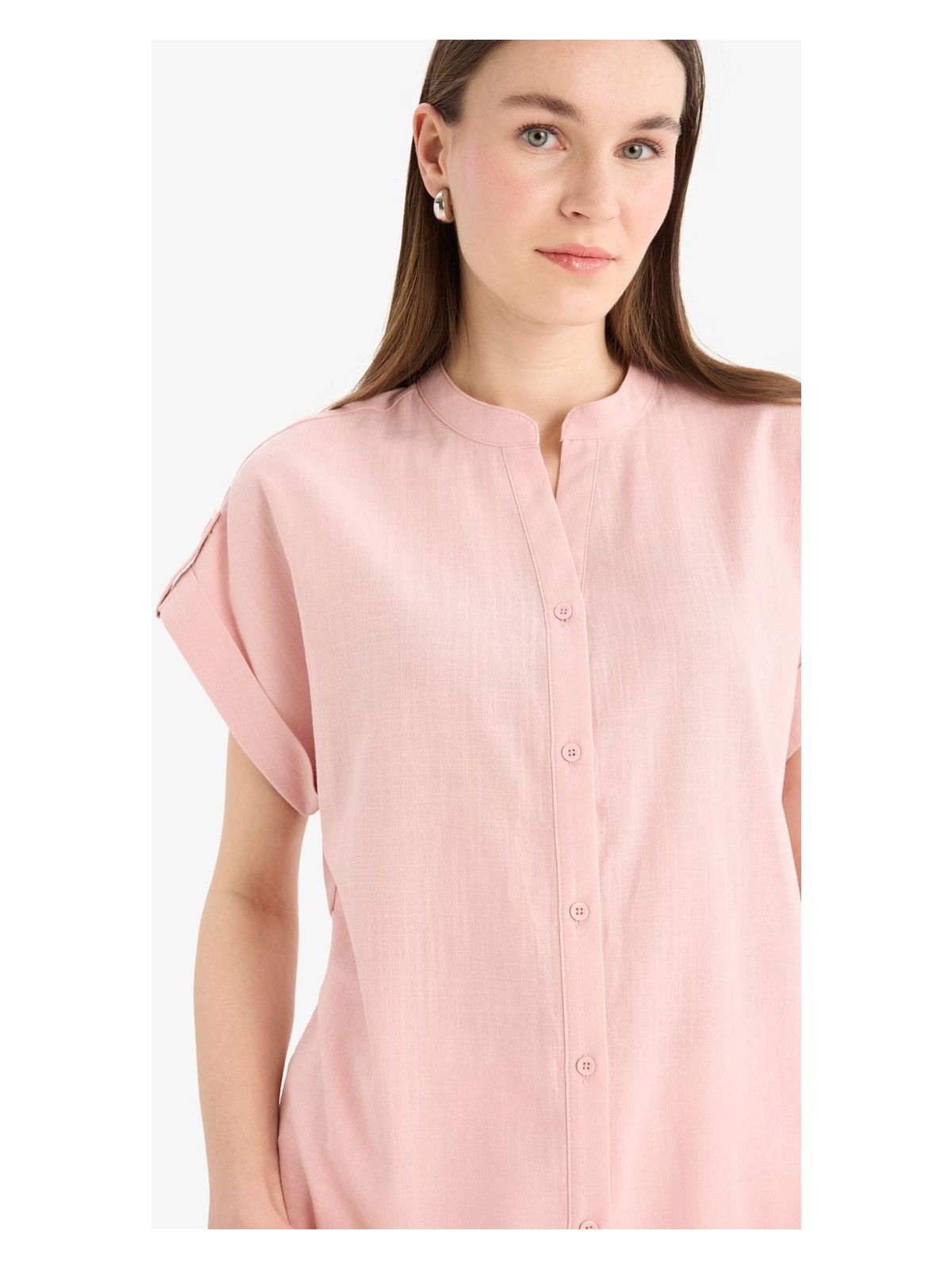 DeFacto %100 Pamuk Regular Fit Apaş Yaka Flamlı Gömlek E9435AX25SM - Görsel 3