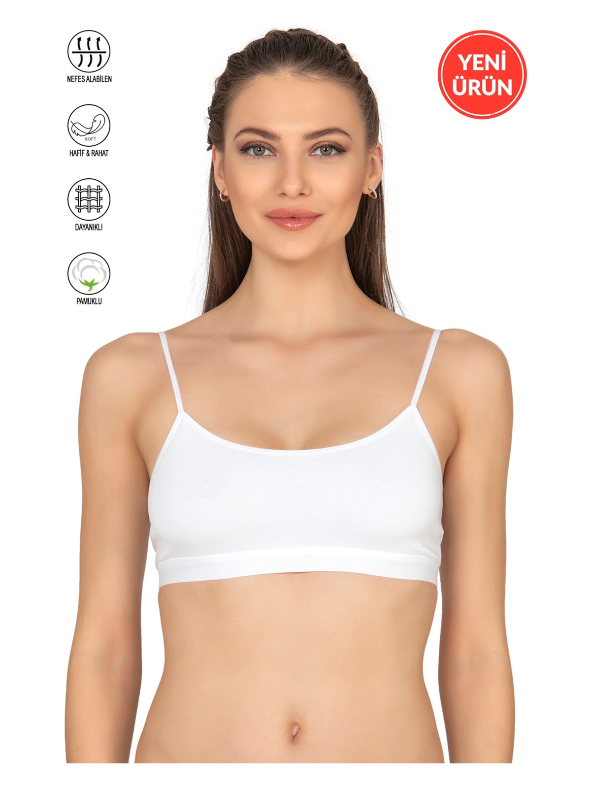 Özkan Underwear Özkan 27409 Kadın Pamuklu Likralı Çıkarılabilir Pedli Balensiz Süprem Kumaş Ip Askılı Sporcu Sütyen Büstiyer - Görsel 6