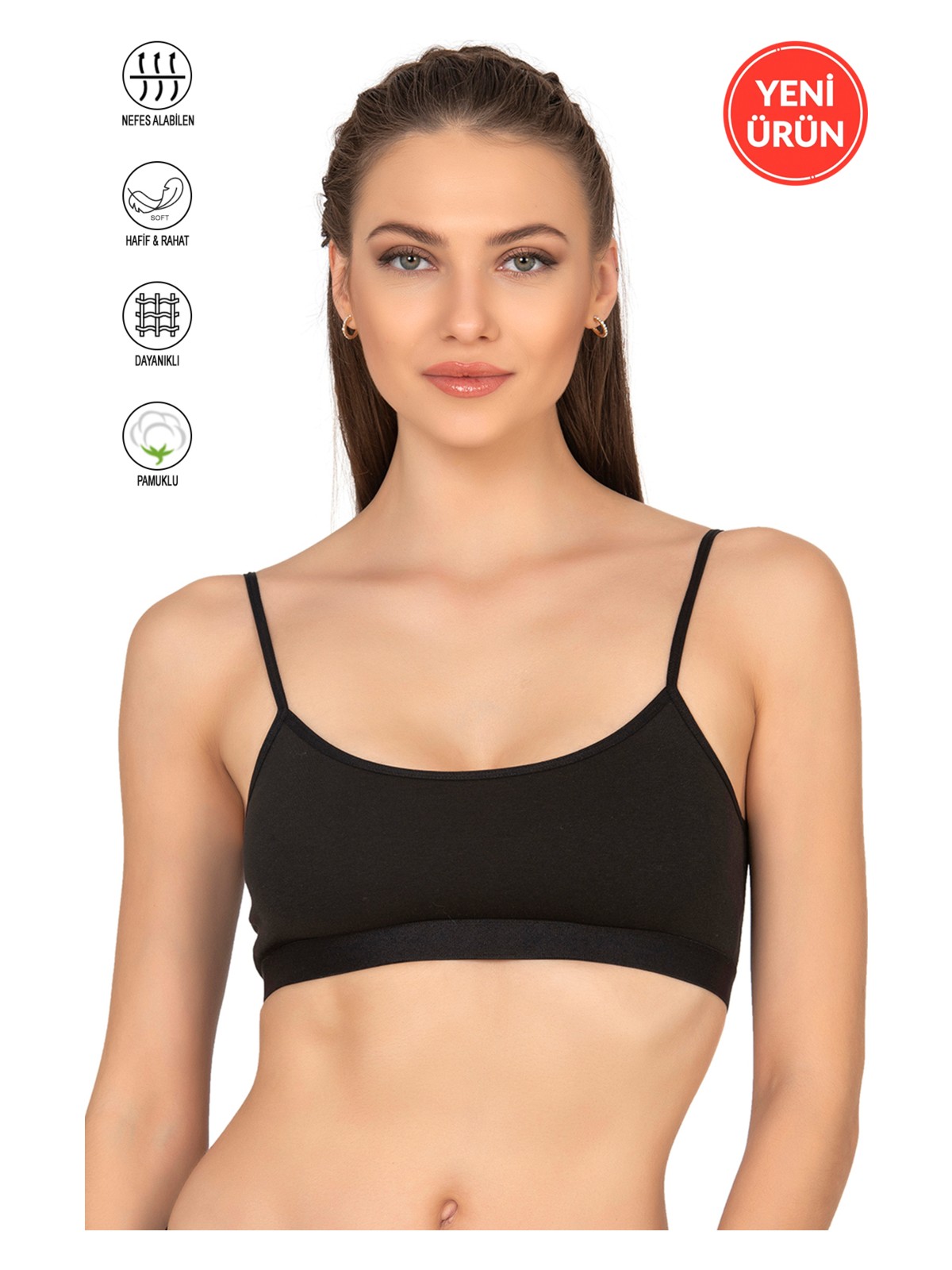 Özkan Underwear Özkan 27409 Kadın Pamuklu Likralı Çıkarılabilir Pedli Balensiz Süprem Kumaş Ip Askılı Sporcu Sütyen Büstiyer - Görsel 4