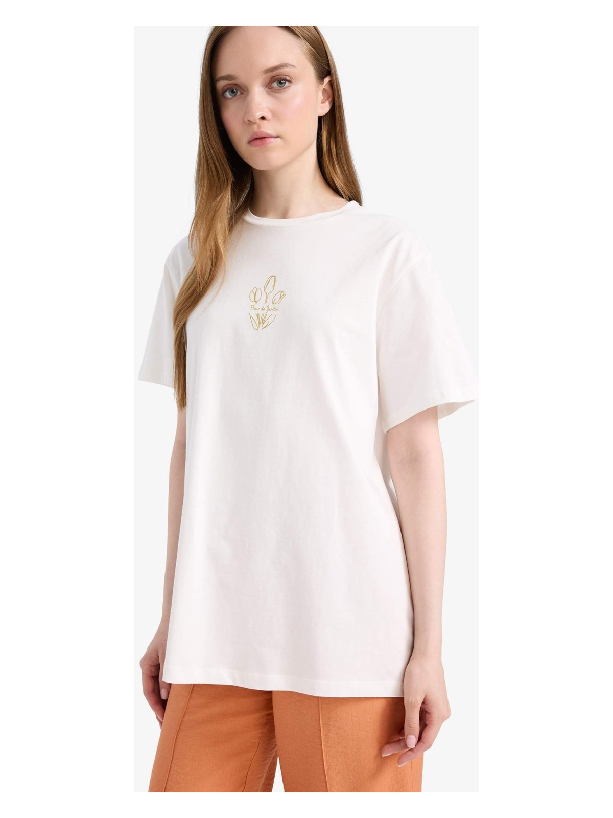 DeFacto %100 Pamuk Baskılı Tişört Tunik F5123AX25SM