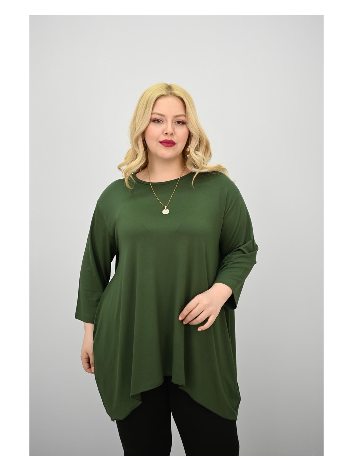 Kadın Büyük Beden Truvakar Kol Asimetrik Kesim Tunik 1964-25 - Görsel 7