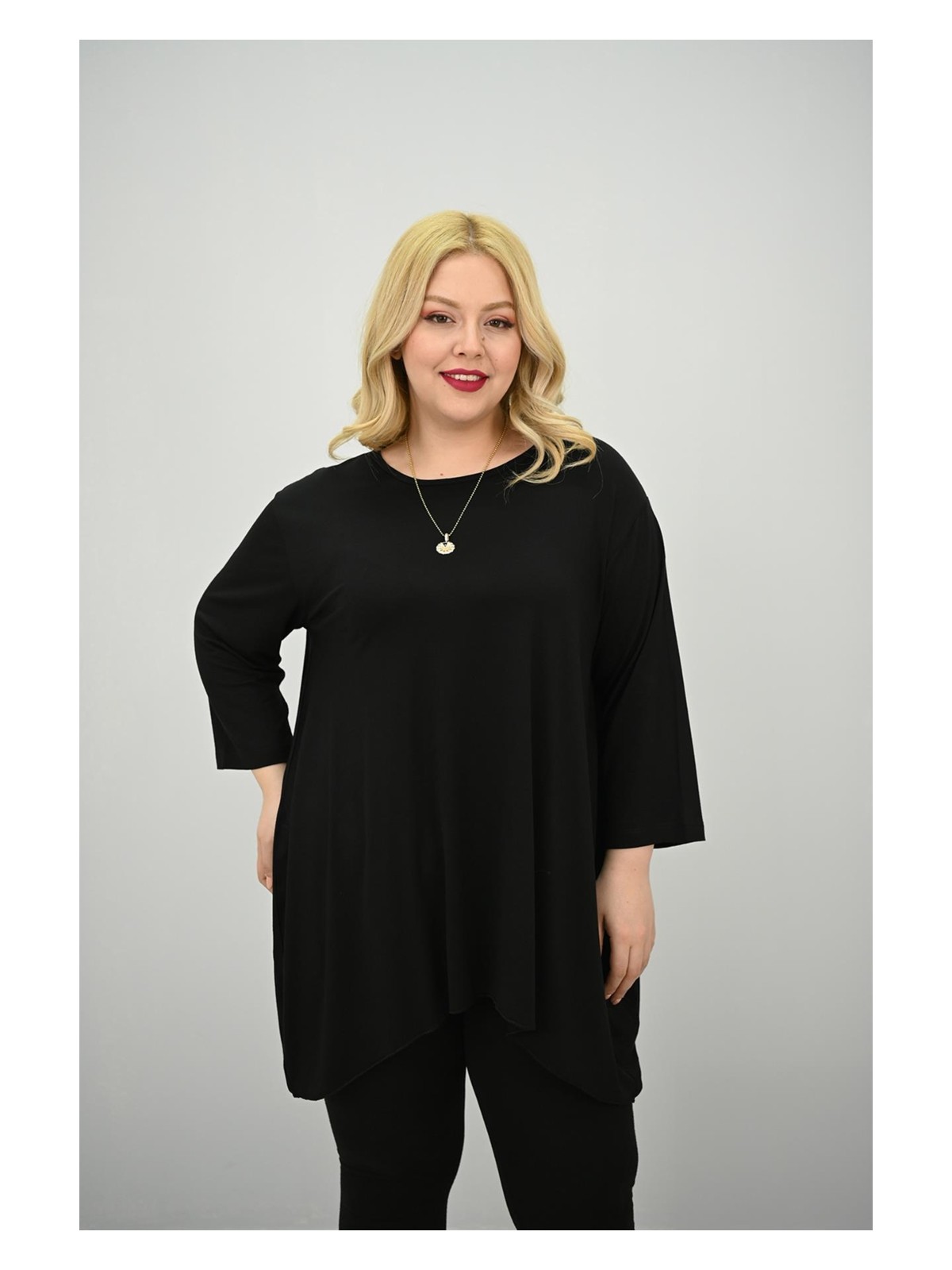 Kadın Büyük Beden Truvakar Kol Asimetrik Kesim Tunik 1964-25 - Görsel 5