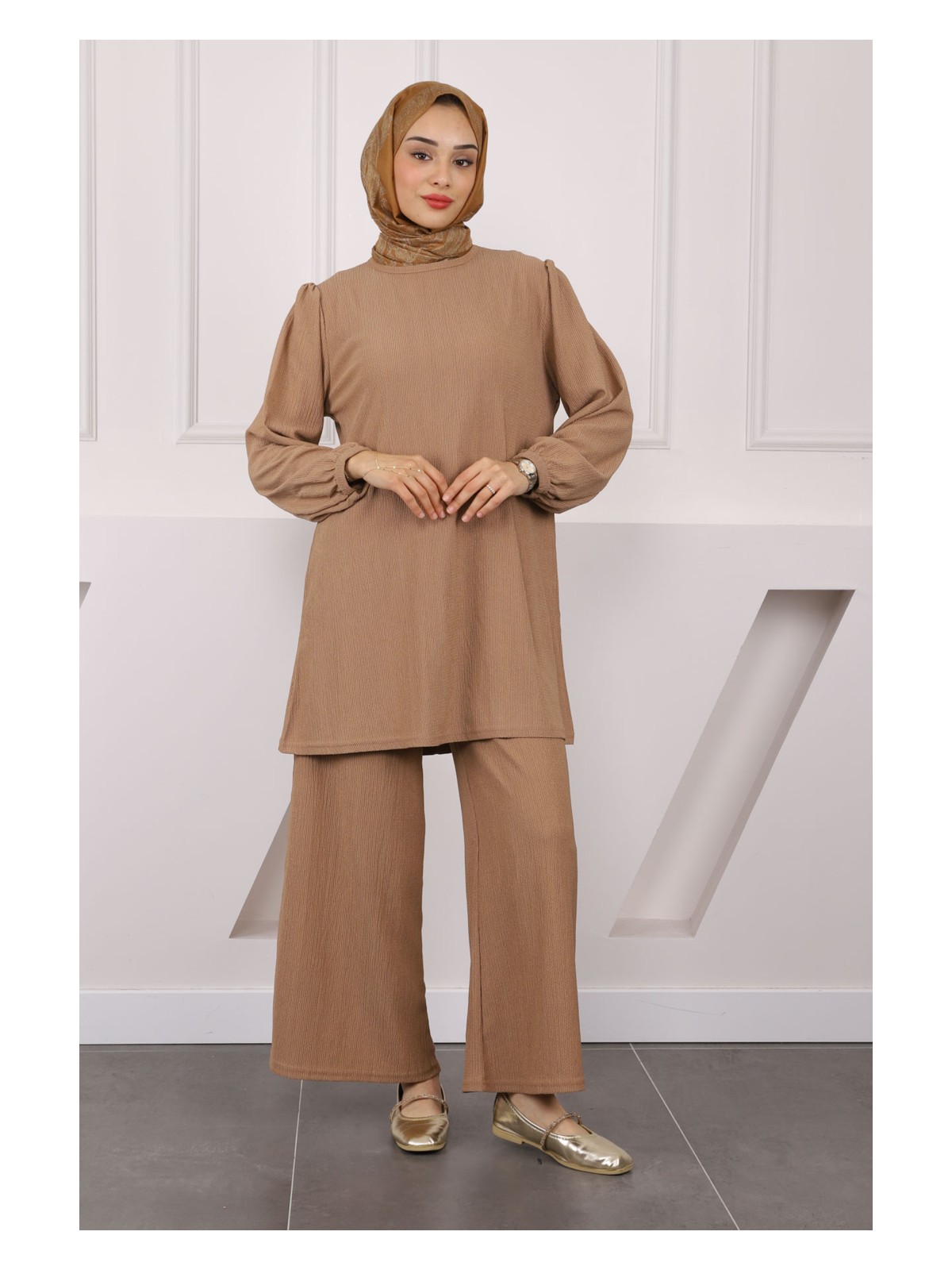 İmaj Butik Vizon Bürümcük Tunik Pantolonlu Takım