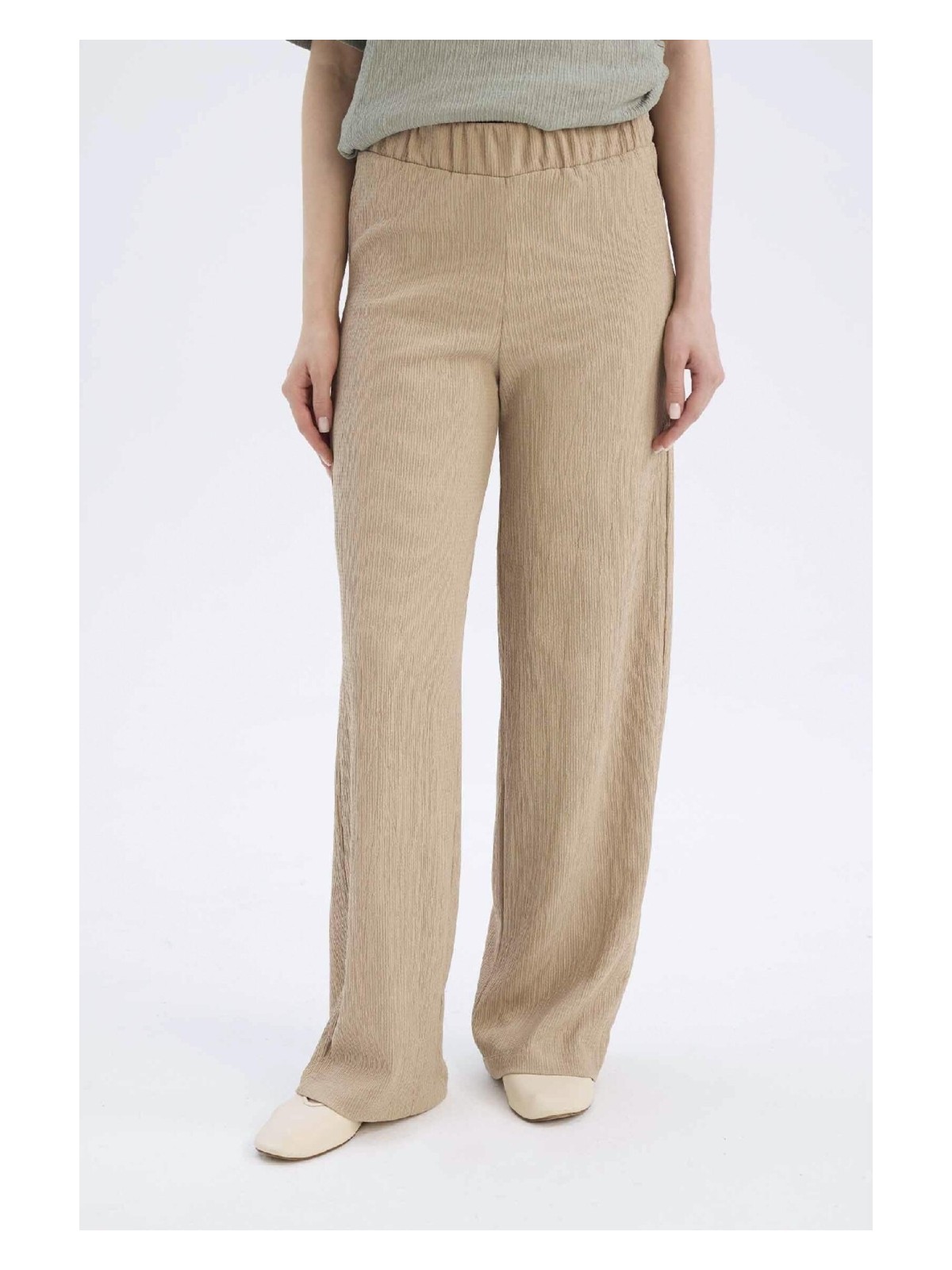 DeFacto Bürümcük Pantolon Wide Leg Geniş Bol Paça Beli Lastikli C0200AX25SP - Görsel 6