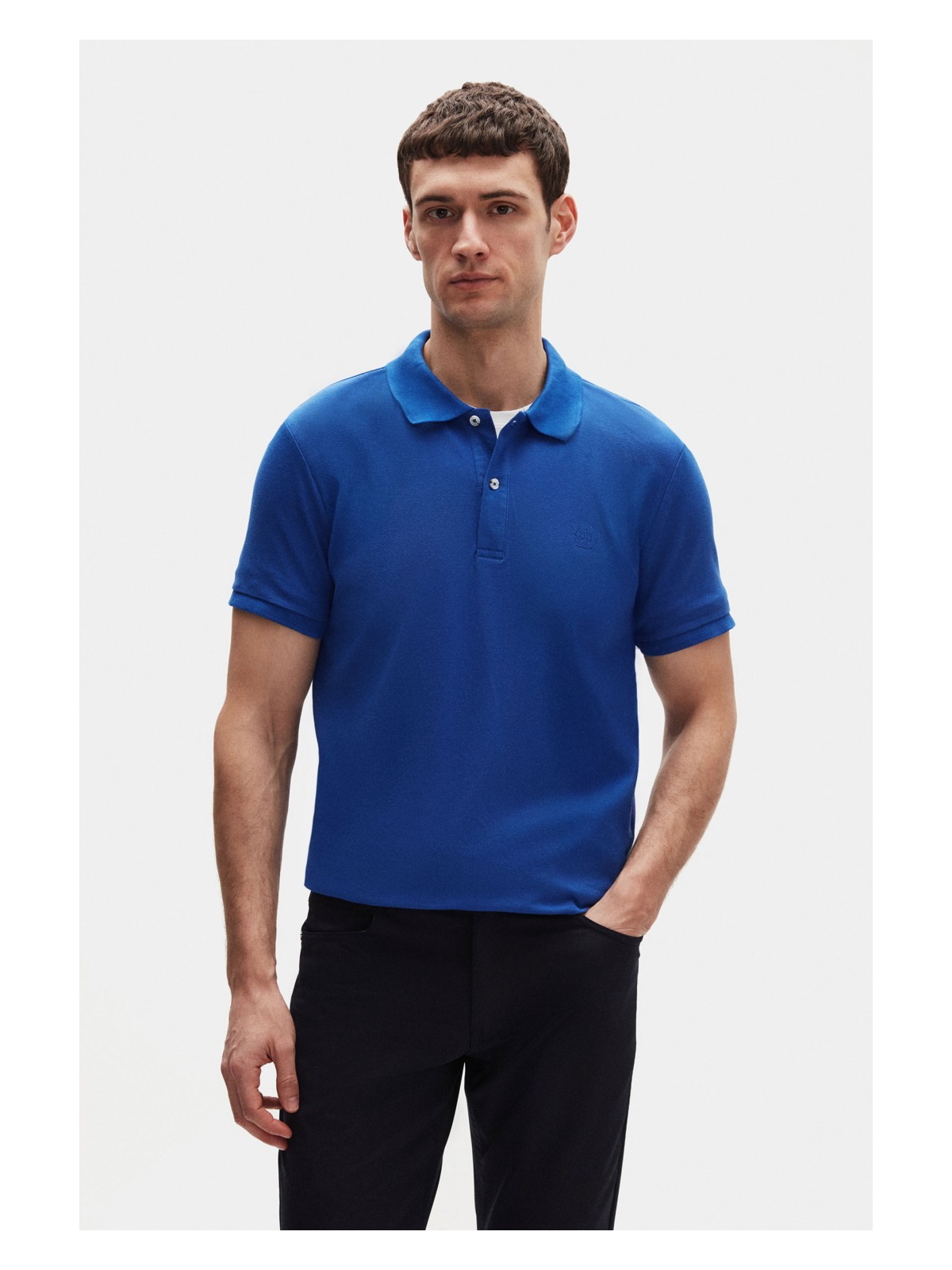 D'S Damat Regular Fit Siyah Pike Dokulu %100 Pamuk Kıvrılmaz Polo Yaka Nakışlı T-shirt 4HC14ORT51000 - Görsel 9