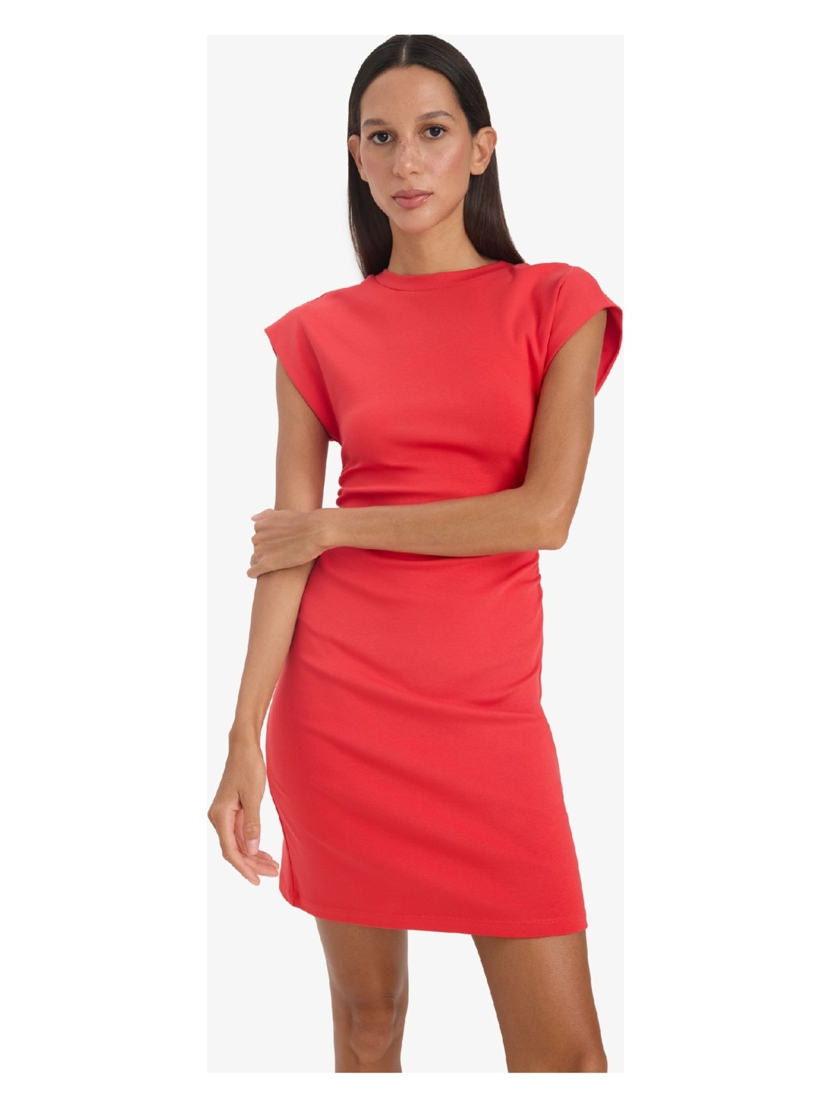 DeFacto Bodycon Vücudu Saran Bisiklet Yaka Ribana Kolsuz Mini Yazlık Elbise C4513AX25SM - Görsel 5