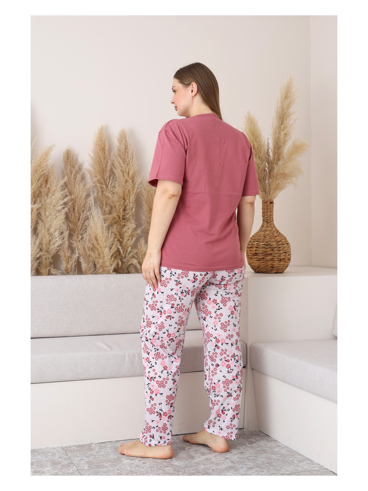 Nisanca %100 Pamuk Büyük Beden Kısa Kol Kadın Pijama Takımı - Görsel 6