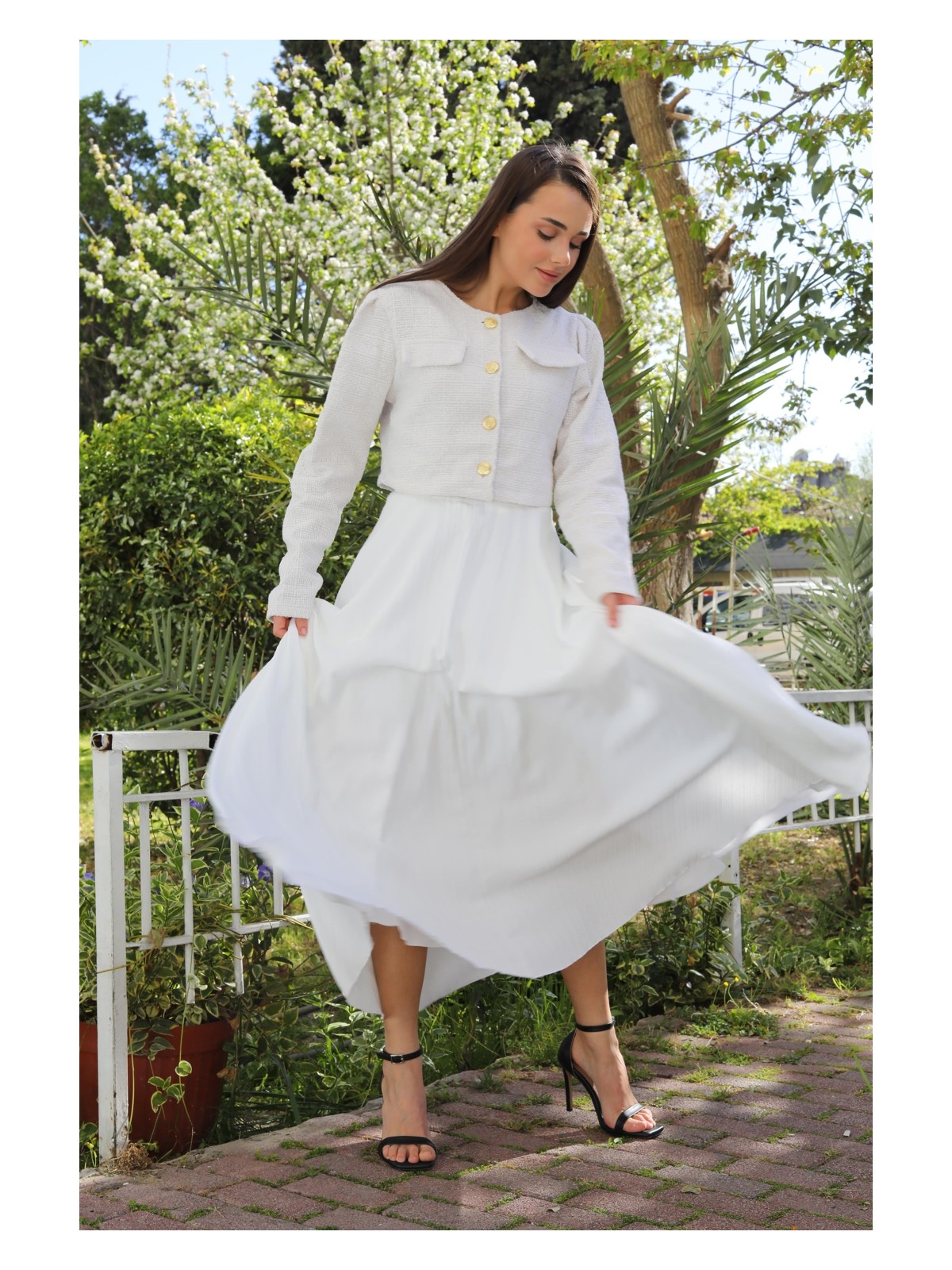 Vellichor Beli Lastikli Süper Kloş Etek - Görsel 3