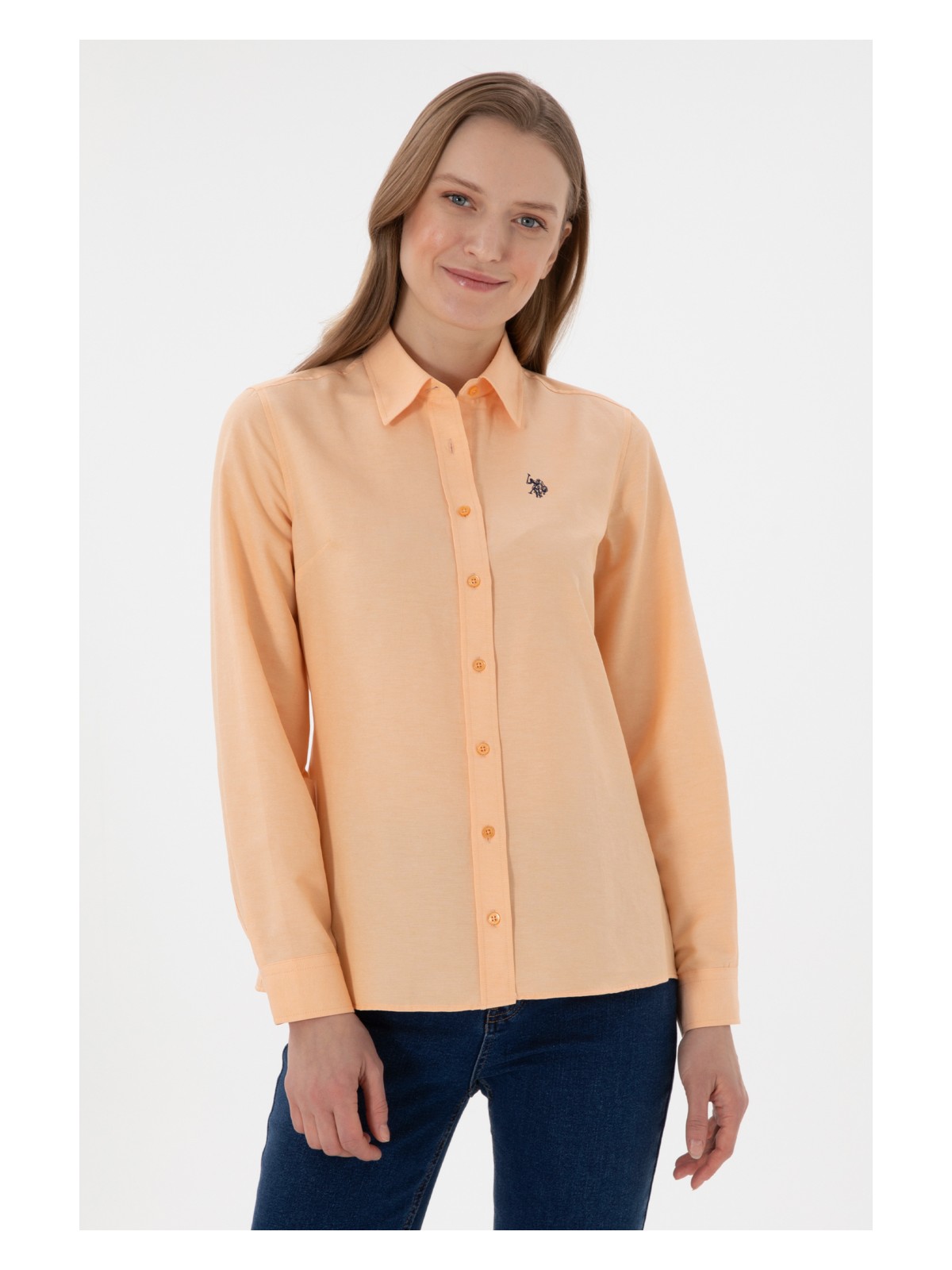 U.S. Polo Assn. U.s. Polo Assn. Kadın Bej Gömlek Basic 50307726-VR011 - Görsel 9