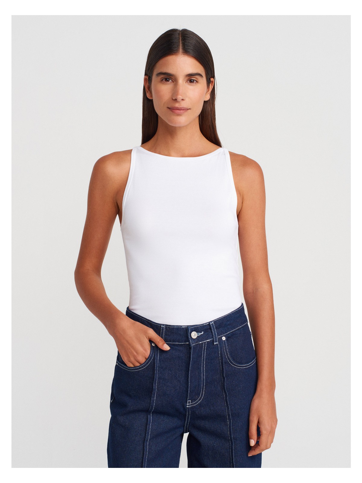 Dilvin 21048 Halter Yaka Top-Beyaz - Görsel 3