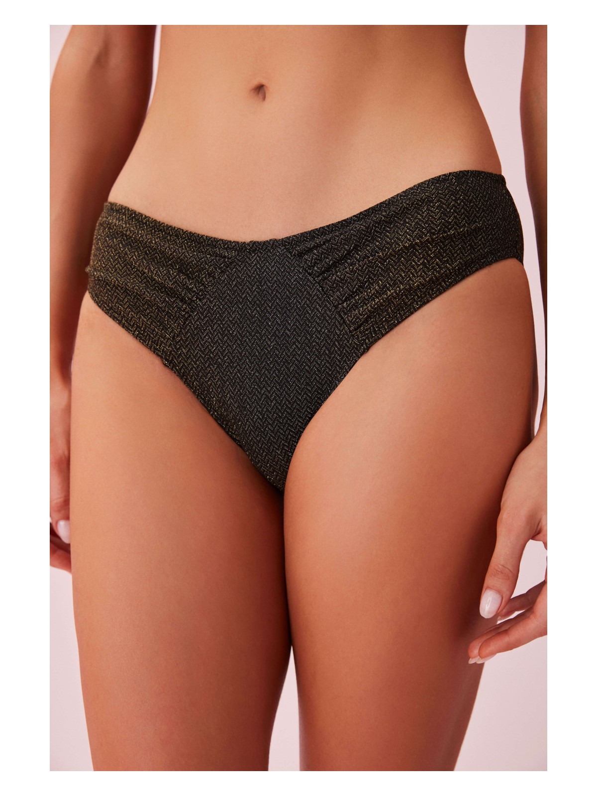 Suwen Gold Pileli Dokulu Bikini Alt