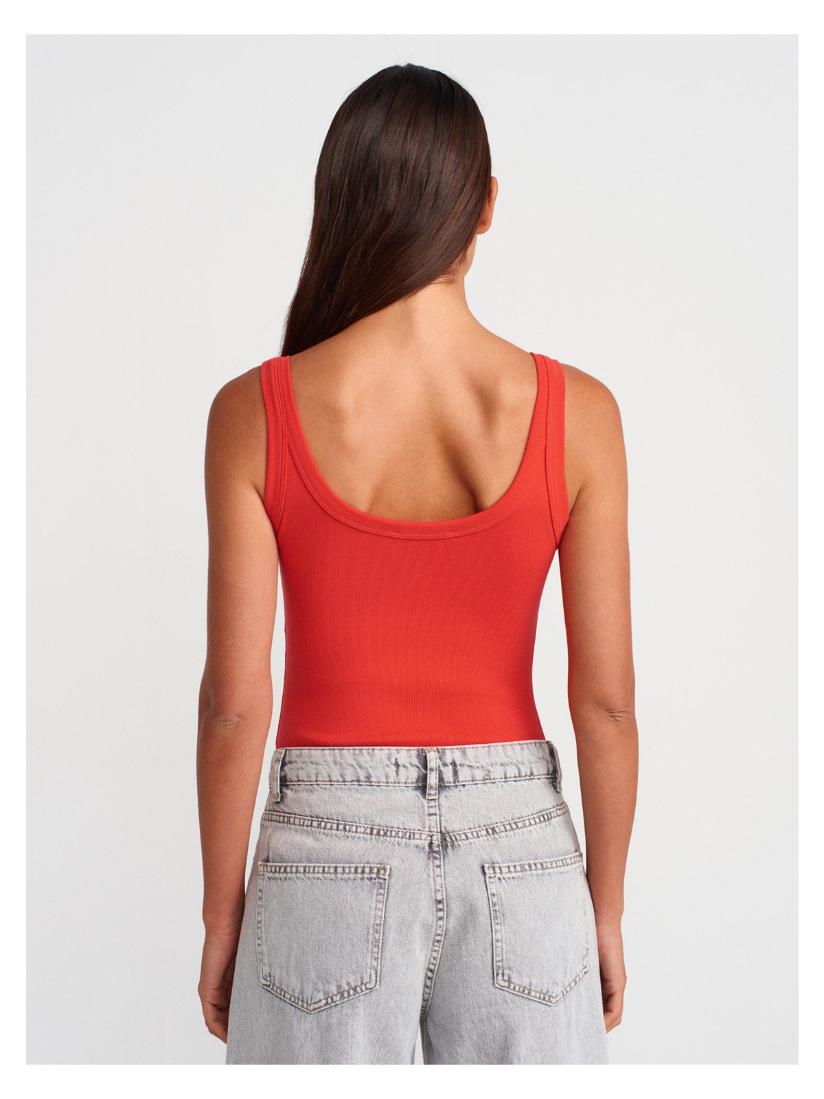 Dilvin 21053 Askılı Bodysuit-Kırmızı - Görsel 2