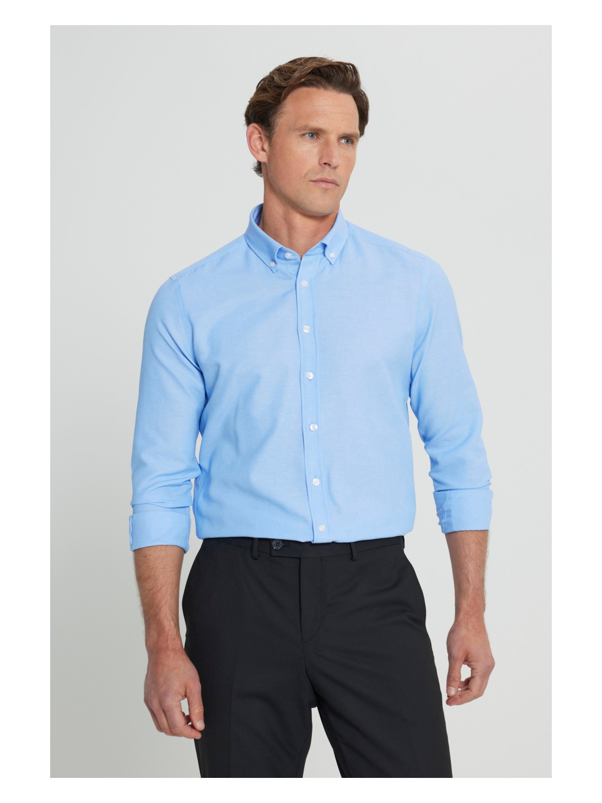 Altınyıldız Classics Erkek Beyaz Düğmeli Yaka Kolay Ütülenebilir Pamuklu Slim Fit Dar Kesim Oxford Gömlek - Görsel 9