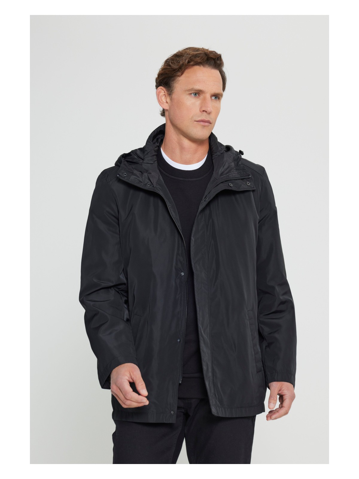 Altınyıldız Classics Erkek Vizon Standart Fit Normal Kesim Rüzgar Geçirmez Kapüşonlu Dik Yaka Mont Trençkot - Görsel 3