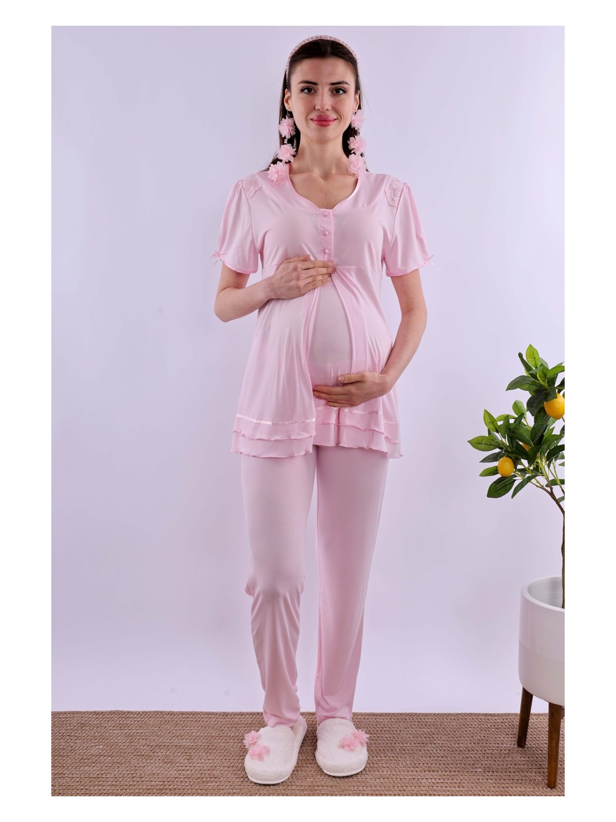 Effortt Pembe Hamile Lohusa Pijama Takımı BYL280222