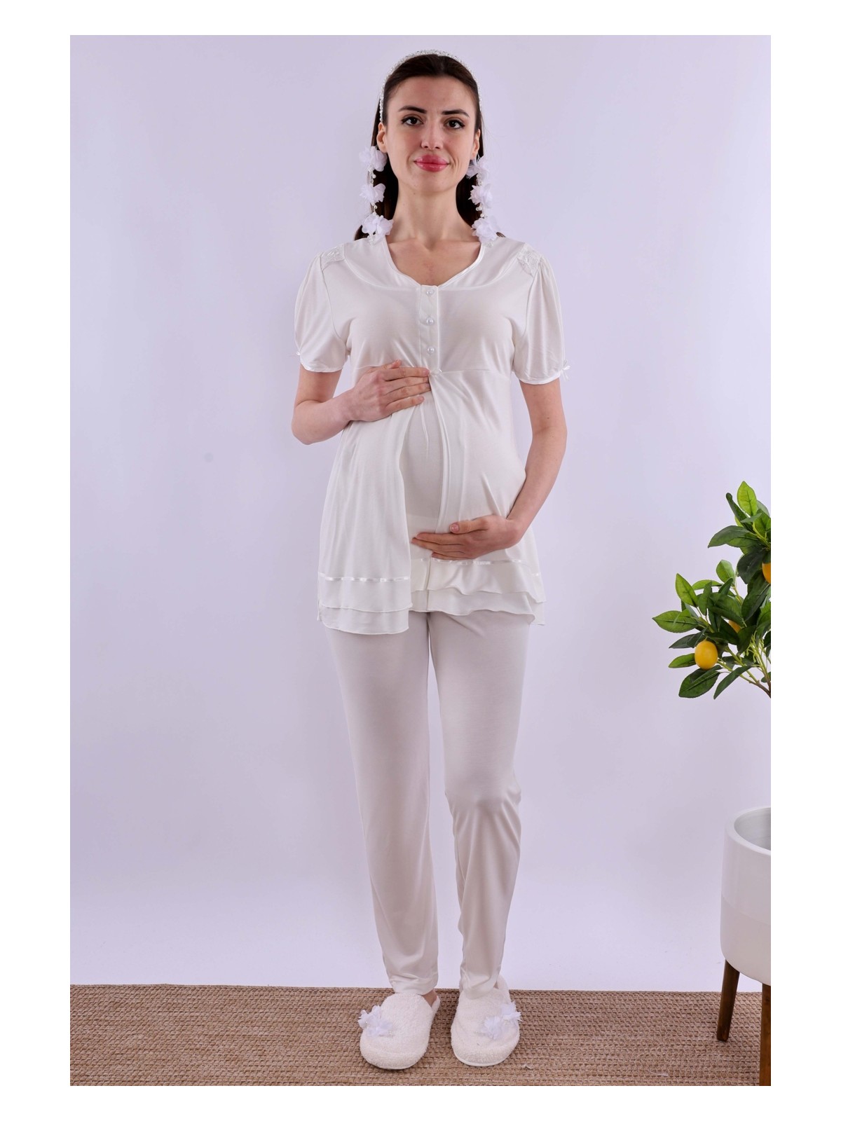 Effortt Pembe Hamile Lohusa Pijama Takımı BYL280222 - Görsel 6