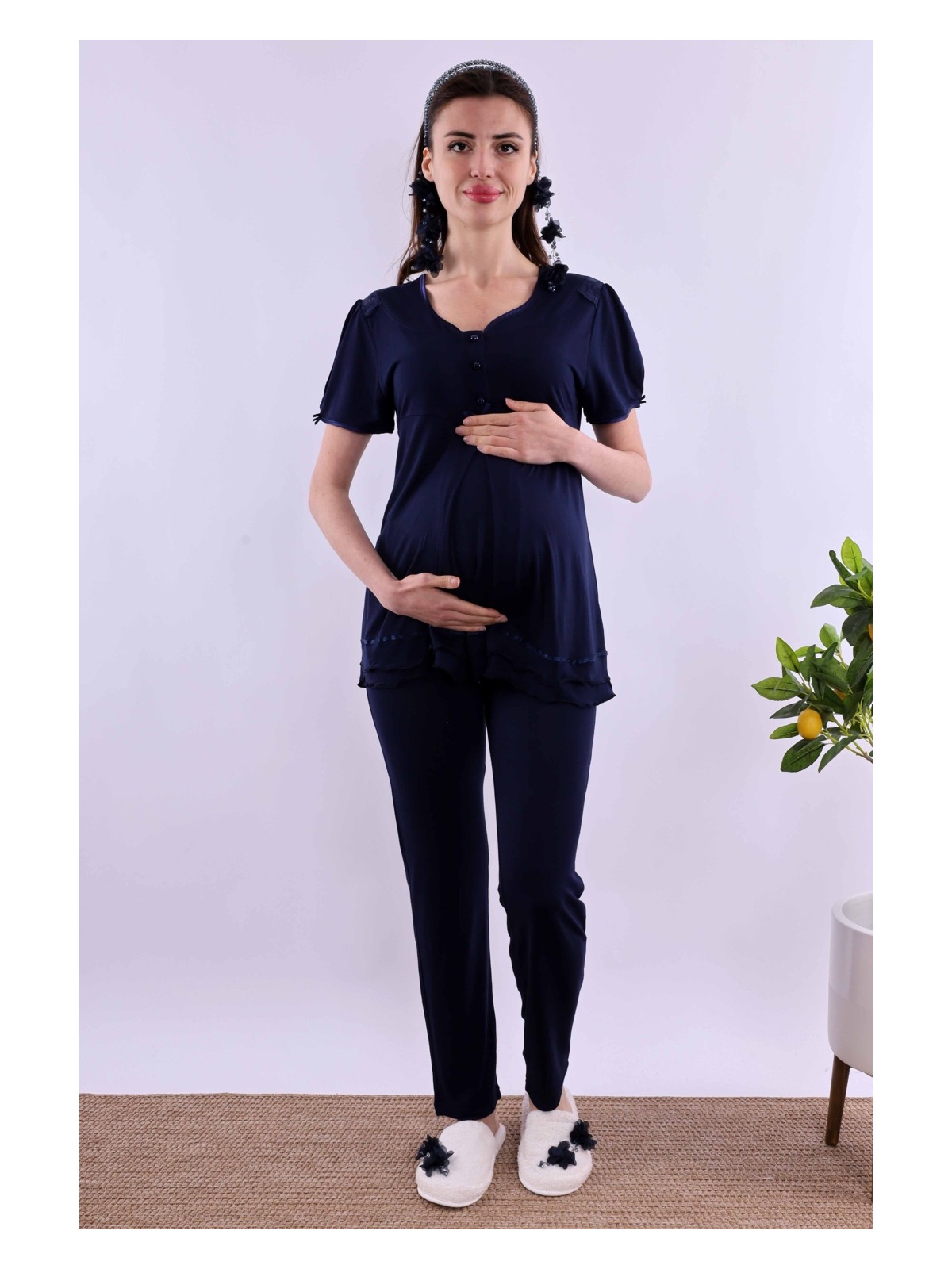 Effortt Pembe Hamile Lohusa Pijama Takımı BYL280222 - Görsel 8