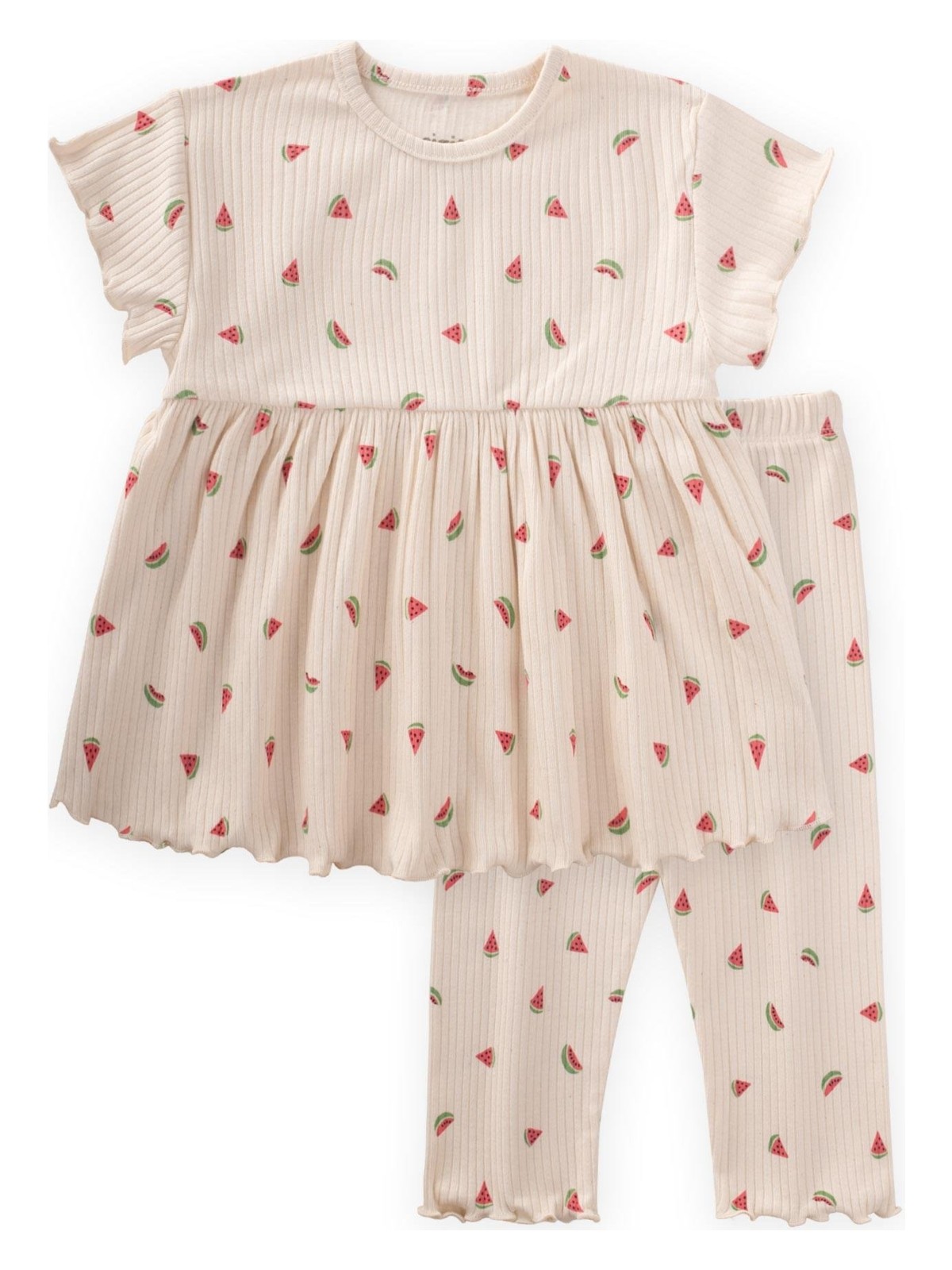 Cigit Desenli Fitilli Tunik Takım 1-8 Yaş A Bej