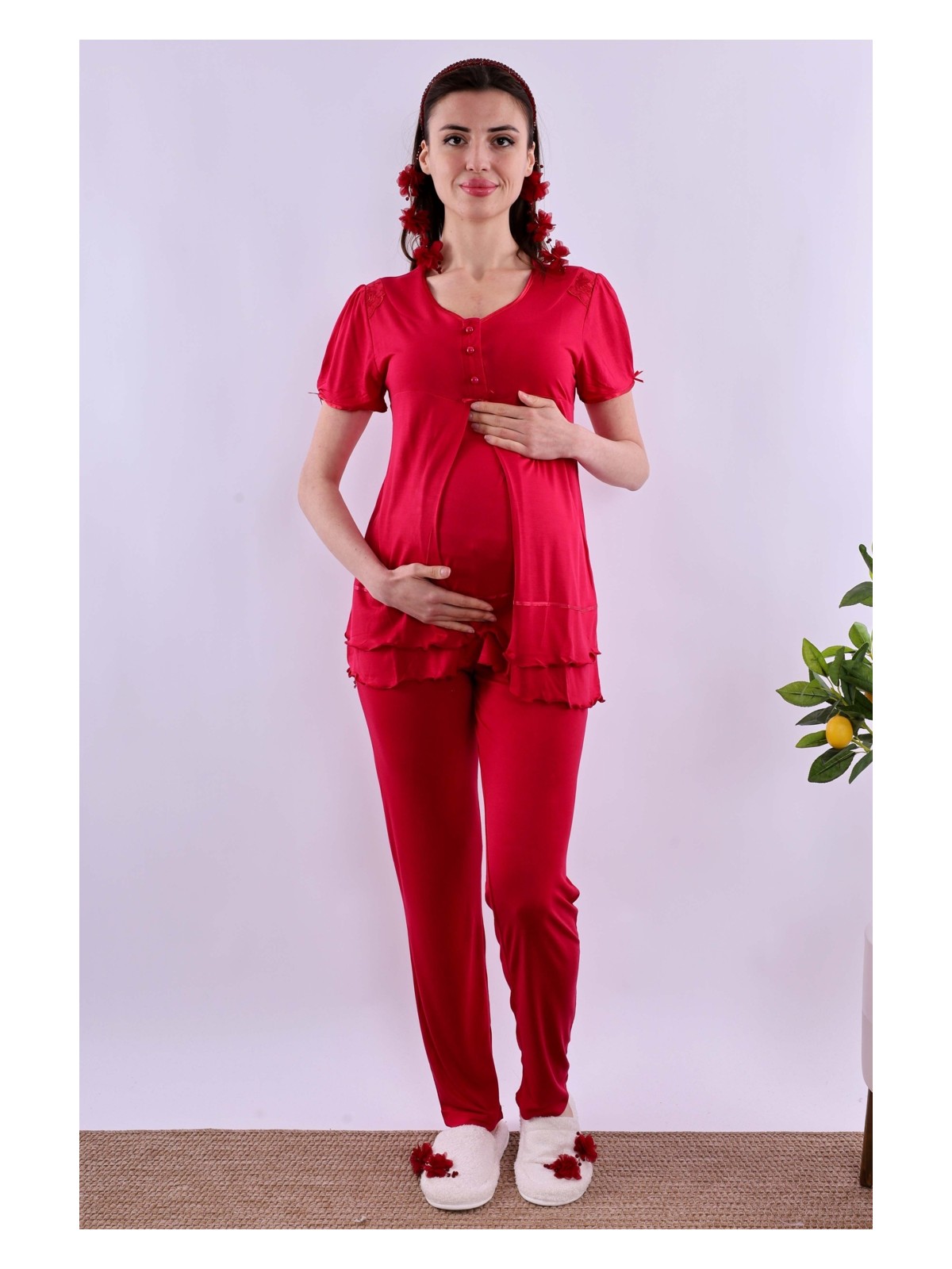 Effortt Pembe Hamile Lohusa Pijama Takımı BYL280222 - Görsel 3