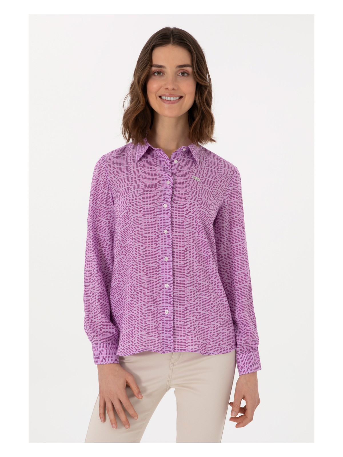 U.S. Polo Assn. Kadın Mor Gömlek Desenli 50306433-VR038