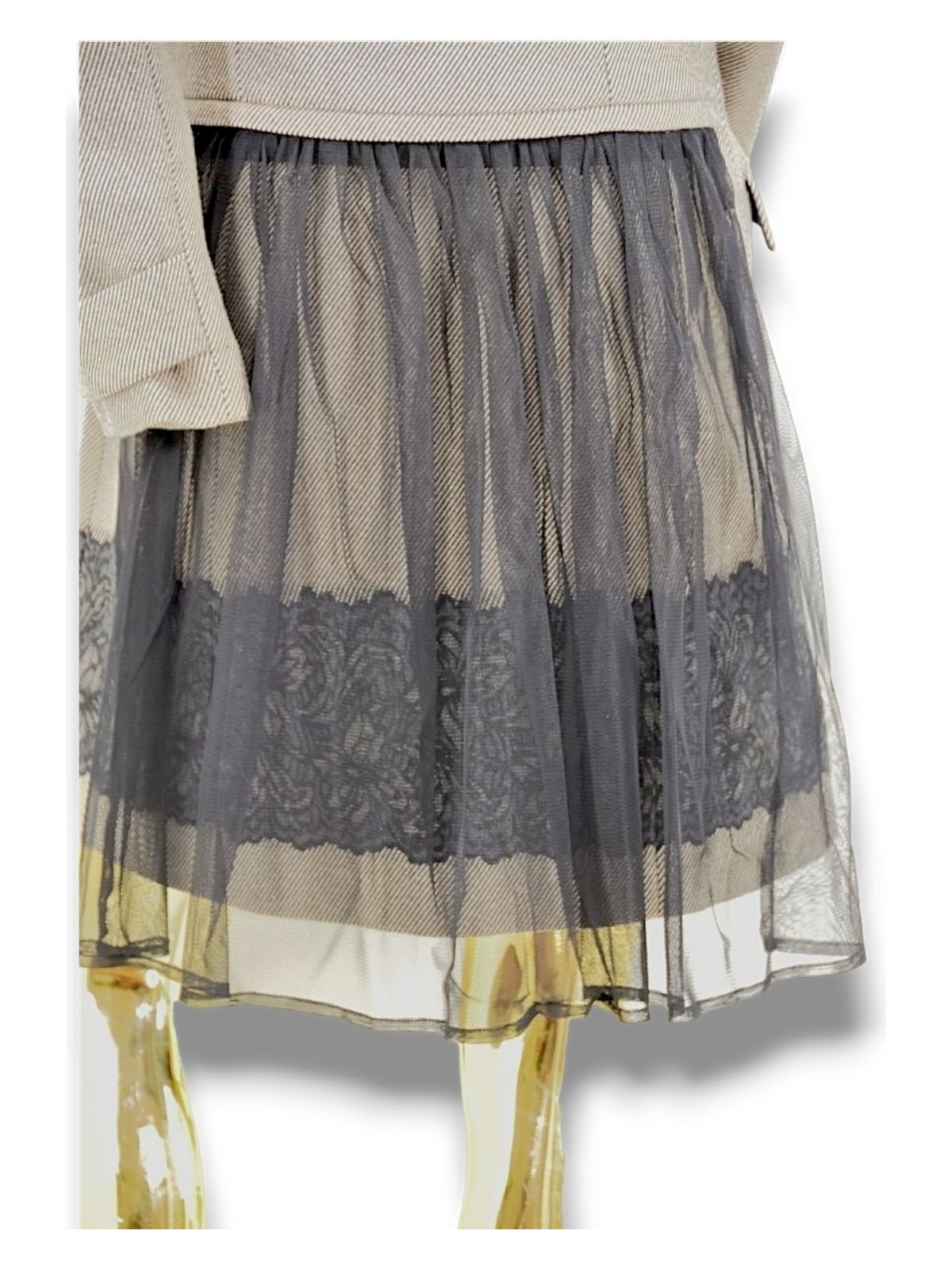 PATRIZIA PEPE ÇIKARILABİLİR TÜL DETAYLI 38 / M - L/40 CAMEL KRUVAZE YAKALI KAŞE PALTO KABAN - Görsel 3