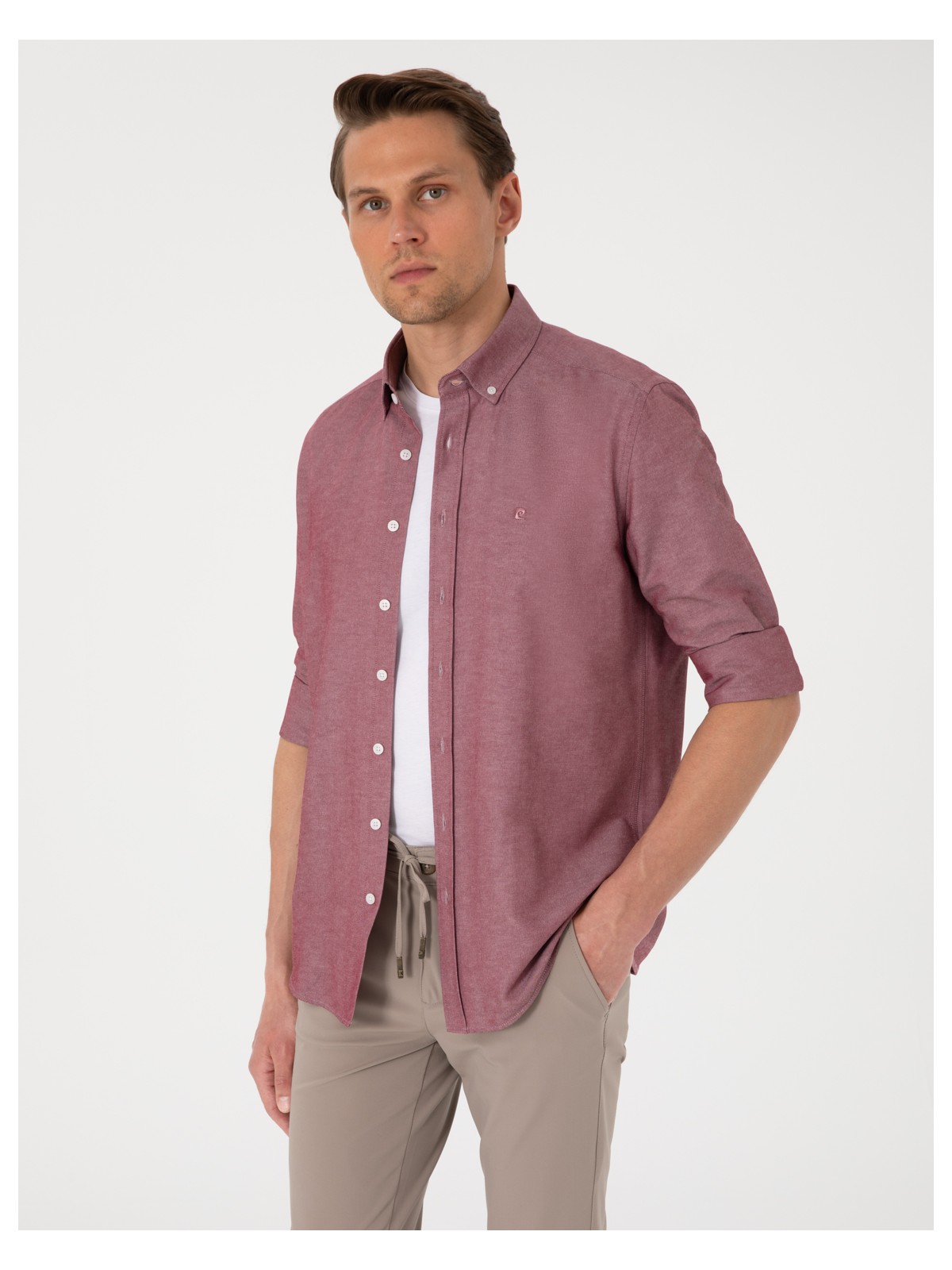 Pierre Cardin Erkek Çağla Oxford Slim Fit Kolay Ütülenebilir Gömlek 50306996-VR016 - Görsel 5