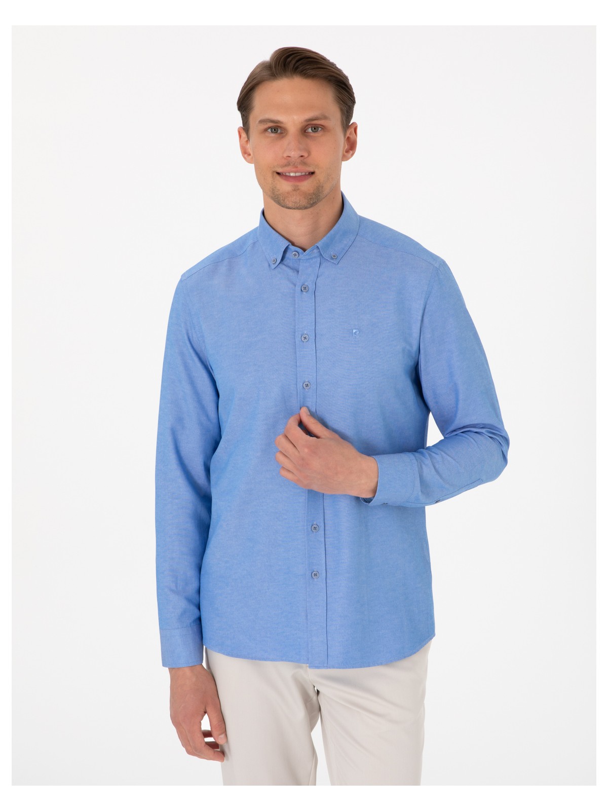 Pierre Cardin Erkek Çağla Oxford Slim Fit Kolay Ütülenebilir Gömlek 50306996-VR016 - Görsel 8
